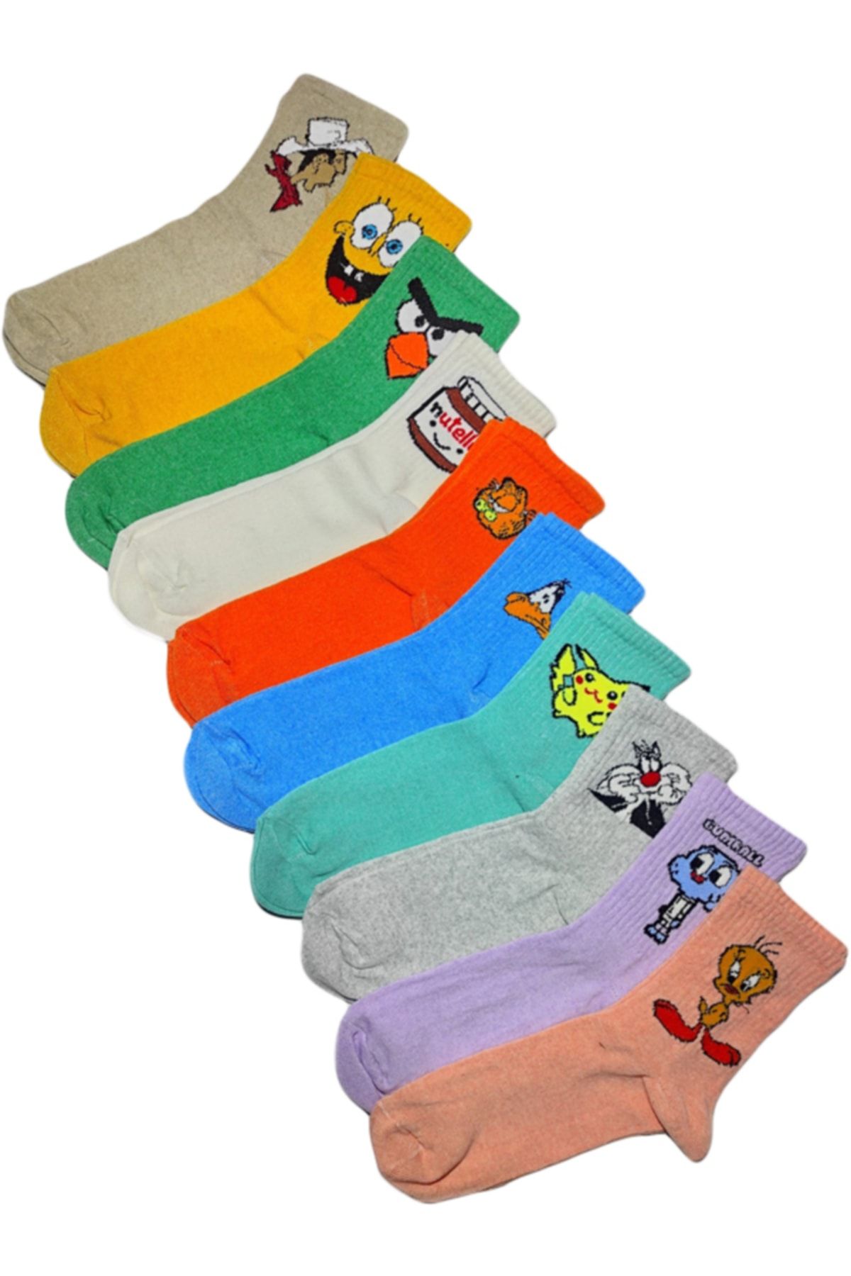 Vaccino Kolej Çorap 10 Çift Farklı Desen Renk