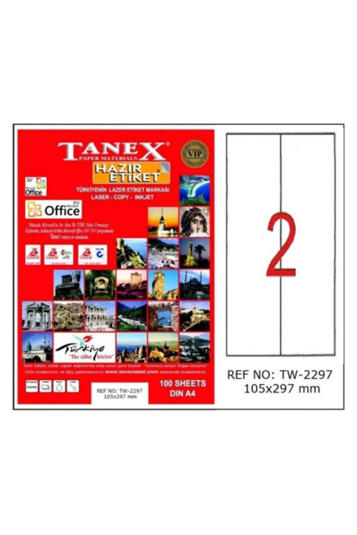 Tanex Tw-2297 210x297mm Laser Etiket 100 Lü