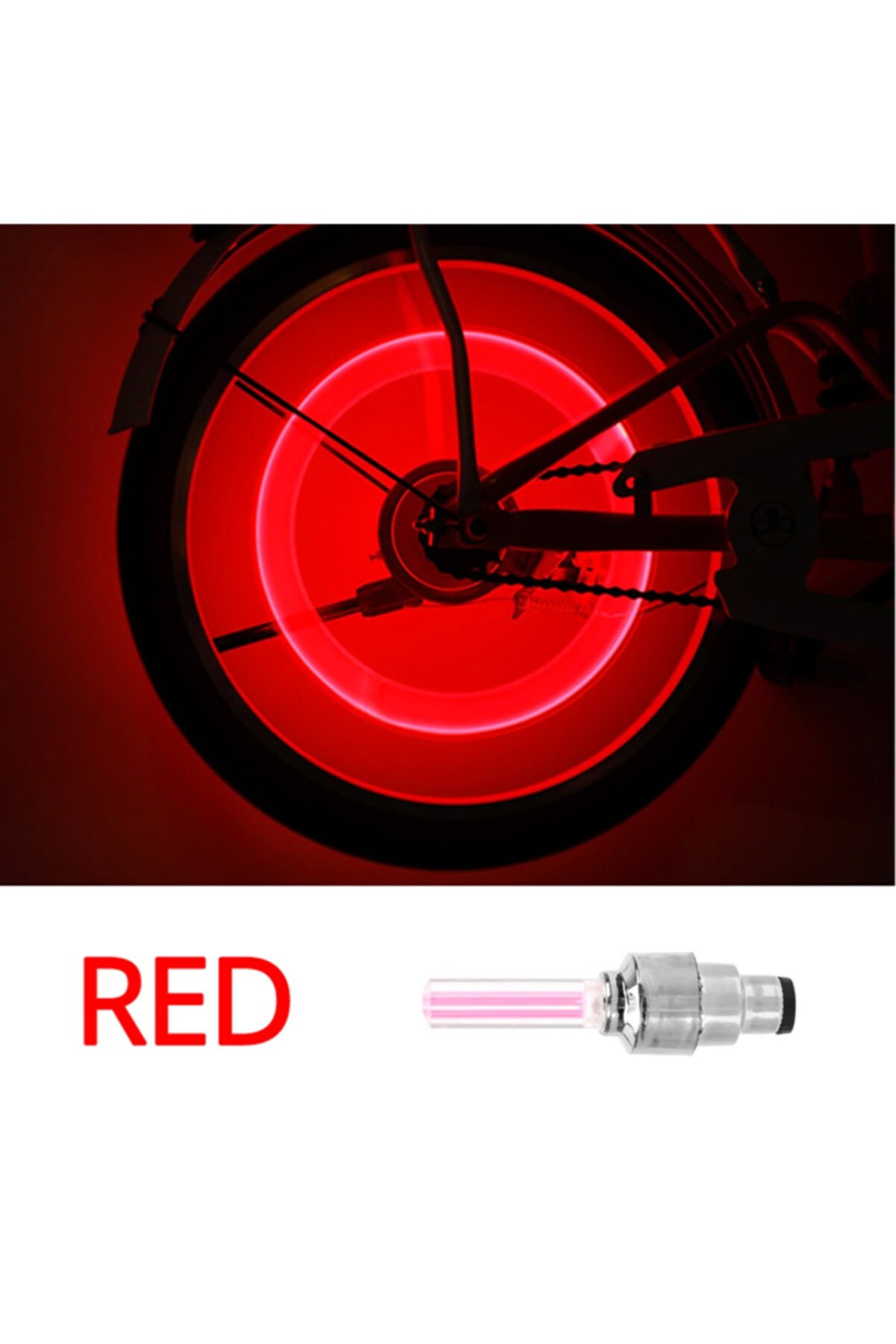 optana 4 Adet Bisiklet Motosiklet Oto Led Işıklı Hareket Sensörlü Kırmızı Işıklı Jant Sibop Kapağı