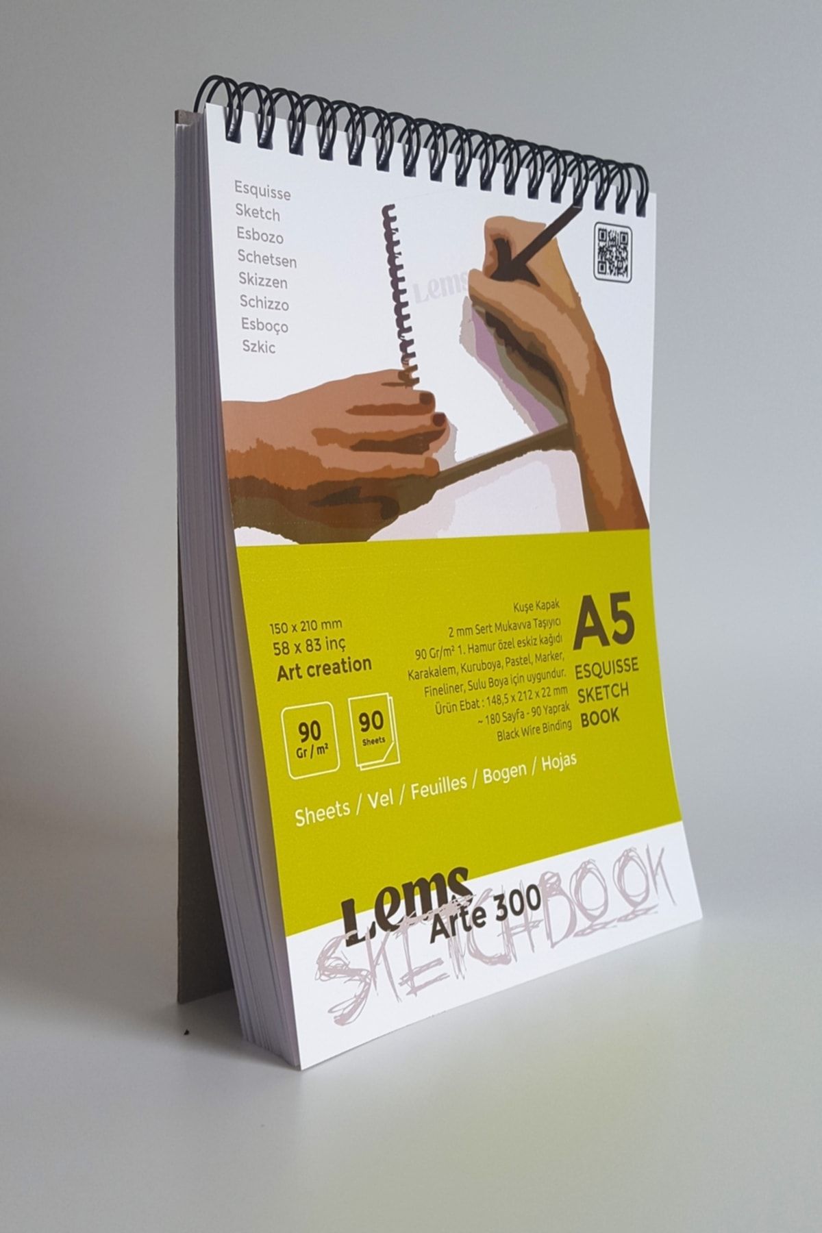 Lemsstudio Arte 90 Gr/m² A5 180 Sy. Mukavva Sketchbook Eskiz Defteri Sketch Book