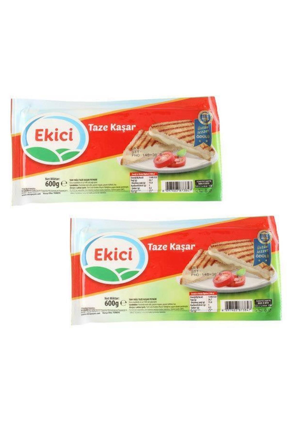 EKİCİ Taze Kaşar Peyniri 600 G X 2 Adet