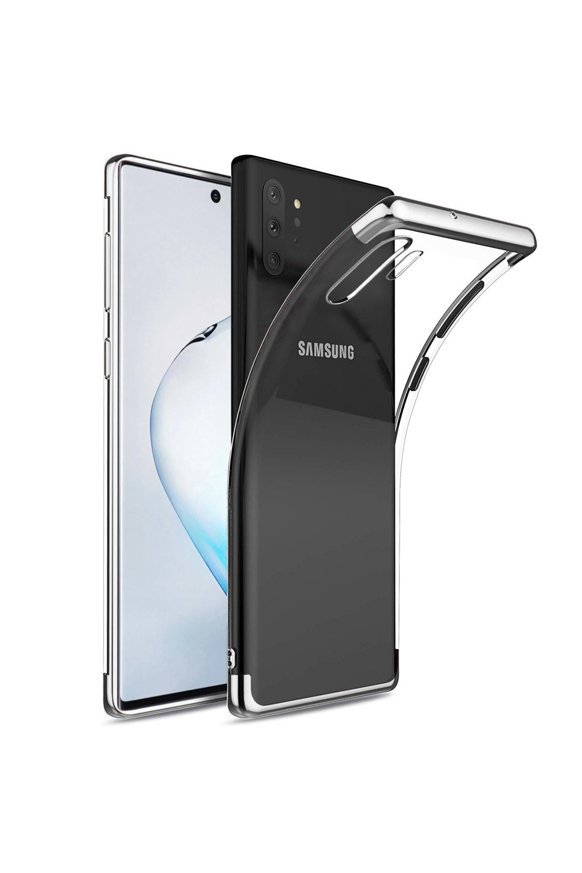 Microsonic Galaxy Note 10 Plus Kılıf, Microsonic Skyfall Transparent Clear Gümüş