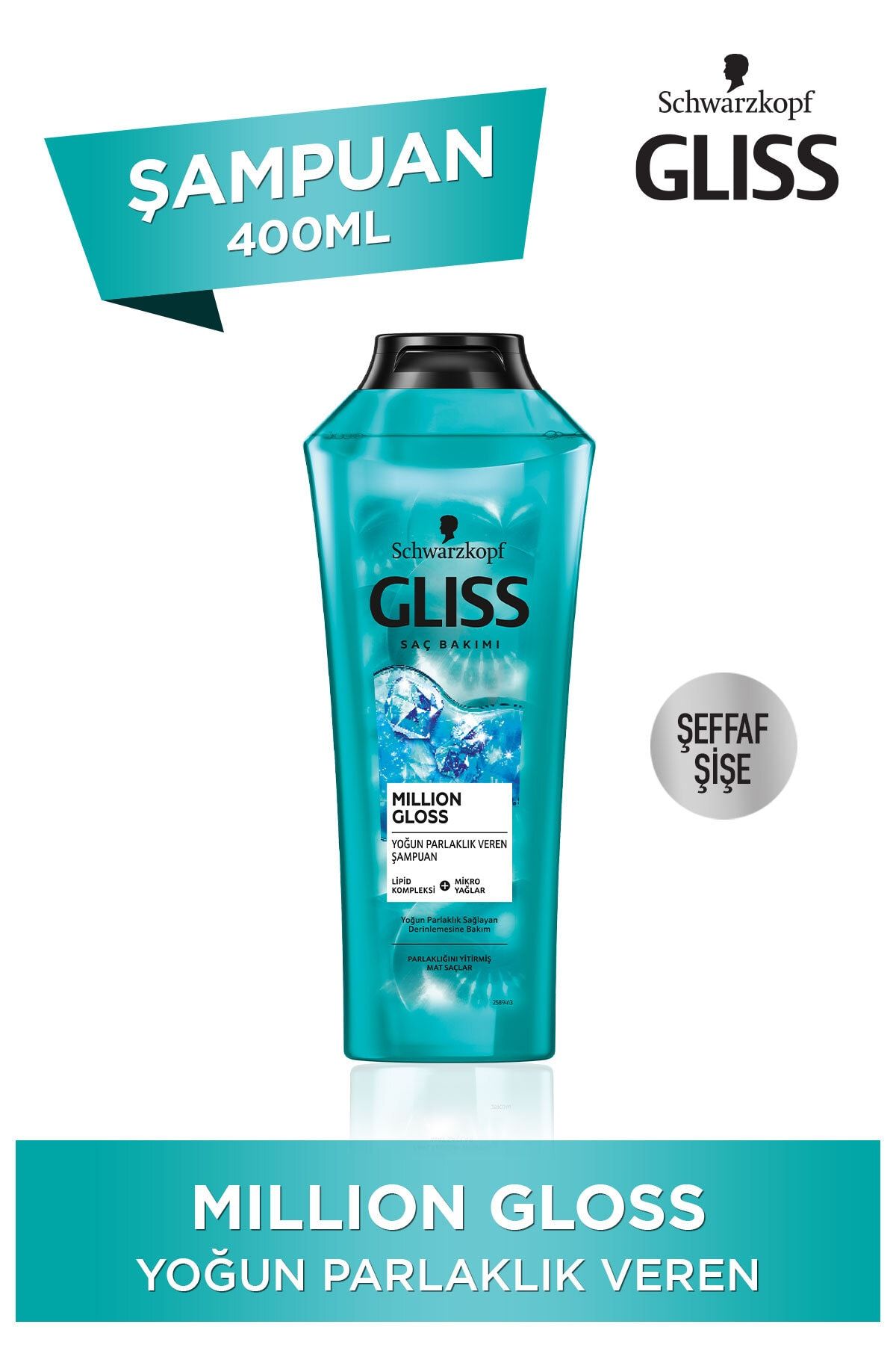 Gliss Million Gloss Yoğun Parlaklık Veren Şampuan - Lipid Kompleksi Ve Mikro Yağlar Ile 400 ml