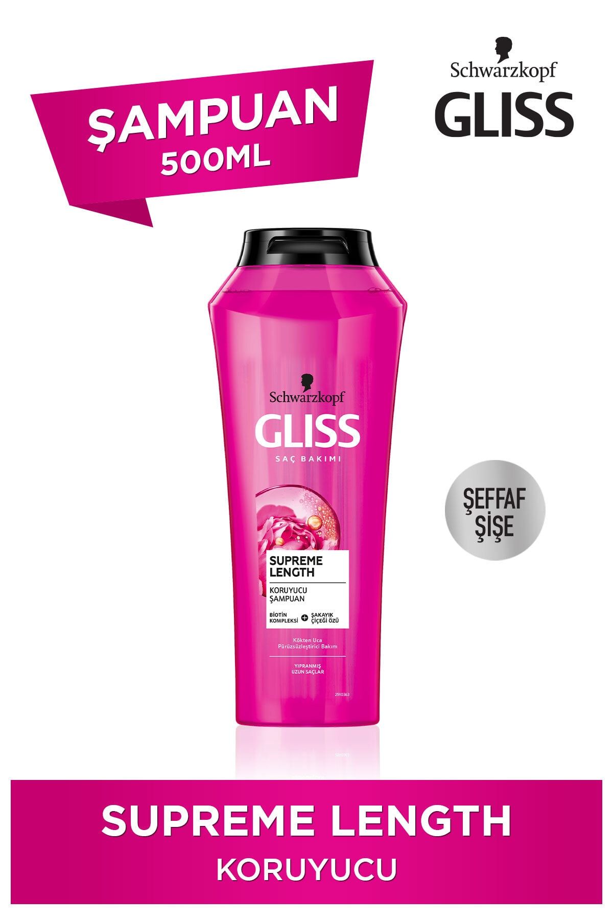 Gliss Supreme Length Koruyucu Şampuan - Biotin Kompleksi Ve Şakayık Çiçeği Özü Ile 500 ml