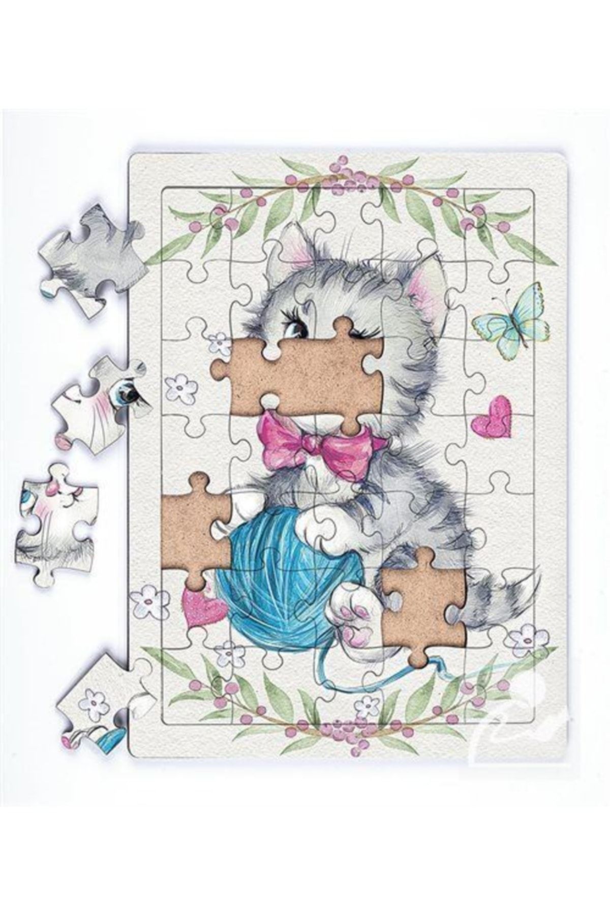 King Of Puzzle Minik Tekir Ve Yumak Ahşap Puzzle 35 Parça (xxxv-17)