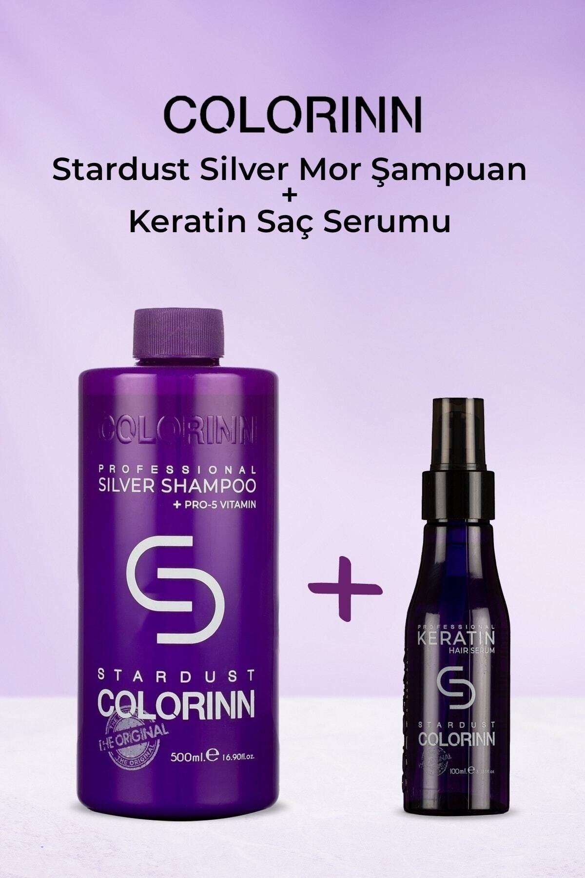 Colorinn Stardust Silver Mor Şampuan 500 Ml + Keratin Saç Serumu 100 Ml- Bakım Yap Ve Onar