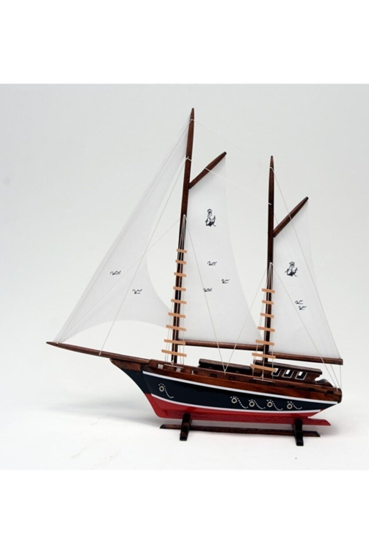 Genel Markalar Ahşap Bez Yelkenli Açık Yat Modeli – Ağaç Gemi Tekne Kayık Sandal Kotra Maketi
