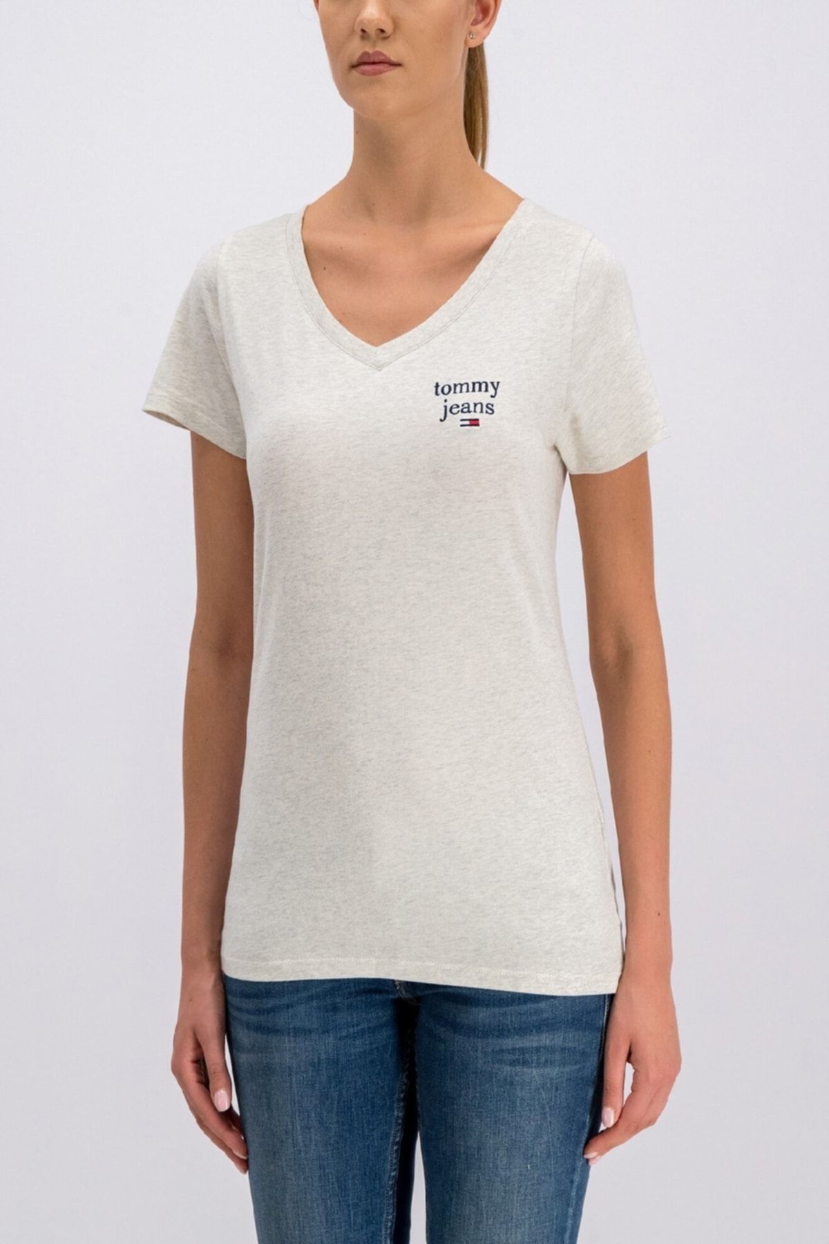 Tommy Hilfiger * Tommy Hilfiger Essential V Neck T-Shirt Gri Regular Fit