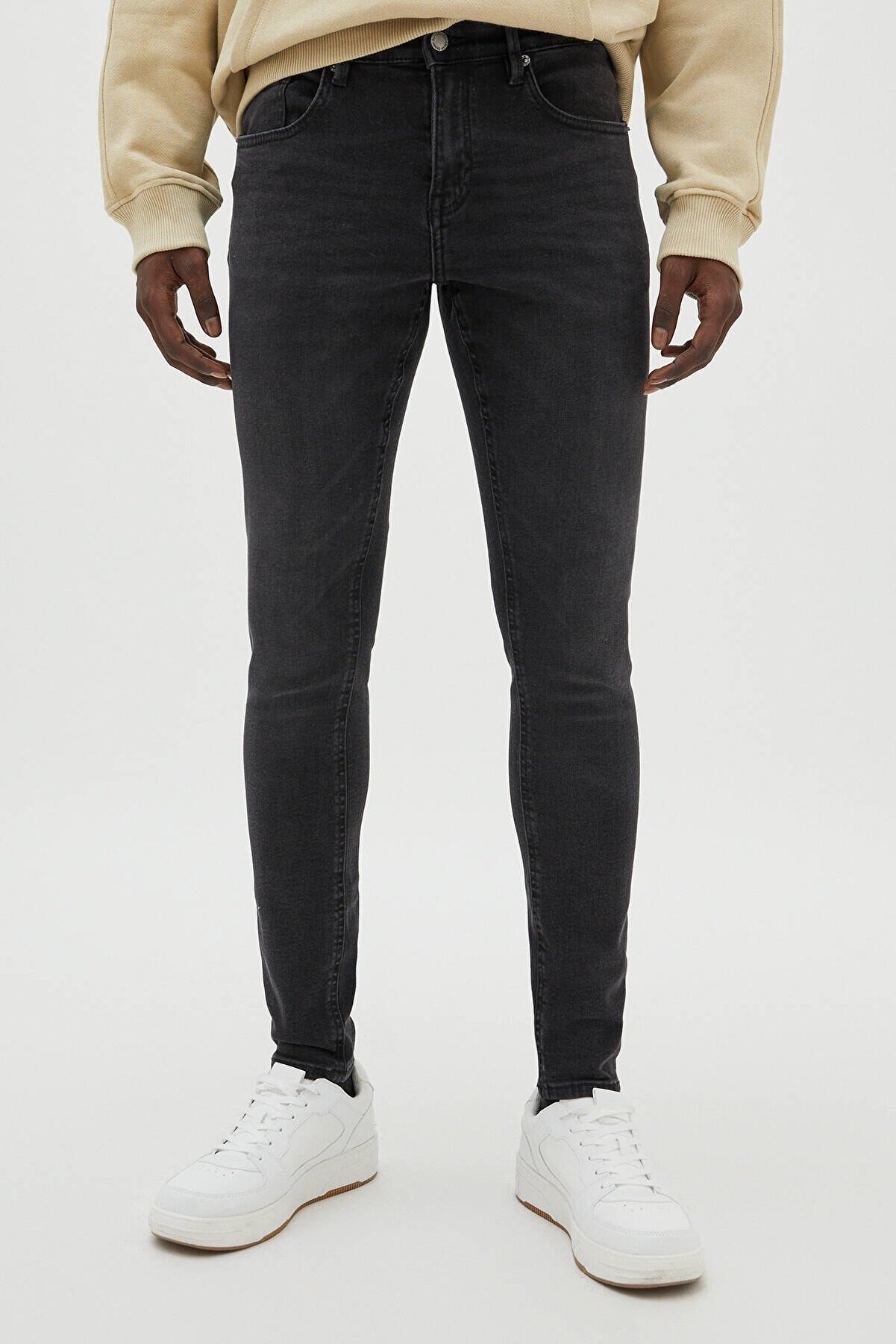 Pull & Bear Soluk Efektli Siyah Super Skinny Fit Jean