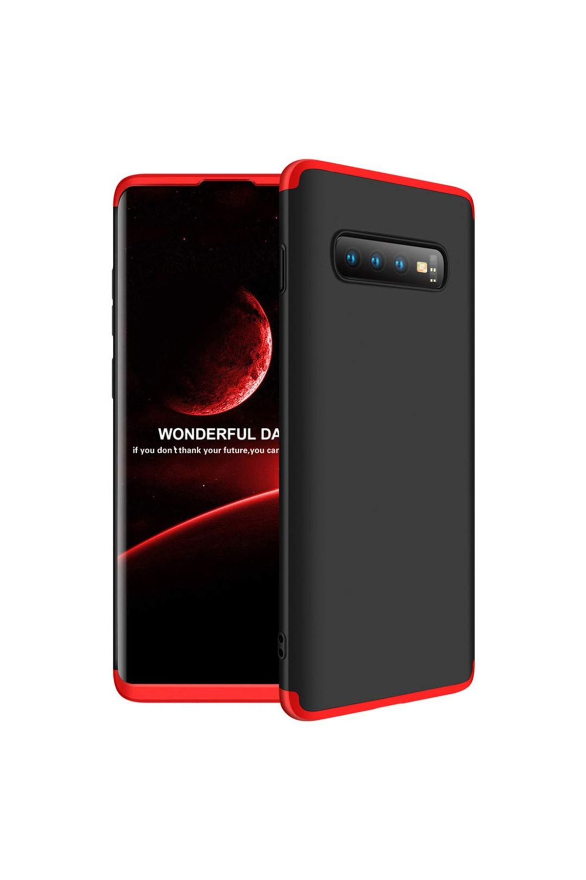 Microsonic Galaxy S10 Kılıf, Microsonic Double Dip 360 Protective Siyah Kırmızı