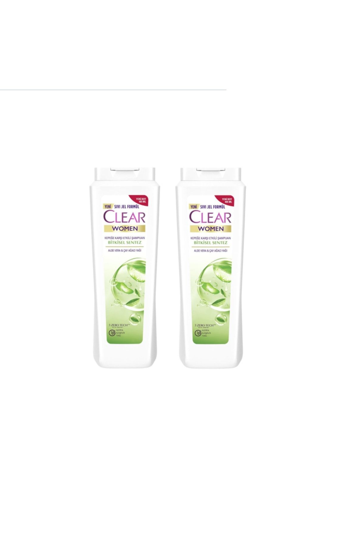 Clear Women Kepeğe Karşı Etkili Bitkisel Sentez Aloe Vera & Çay Ağacı Yağı Şampuan 485ml 2'li