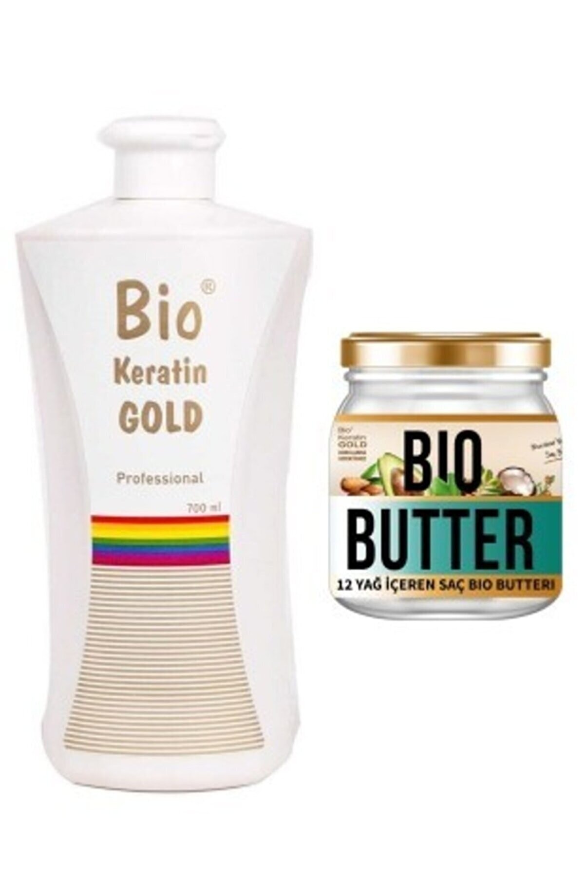 Bio Keratin Gold Brezilya Fönü Keratini 700 ml + Bio Butter Saç Bakım Yağı 210 ml