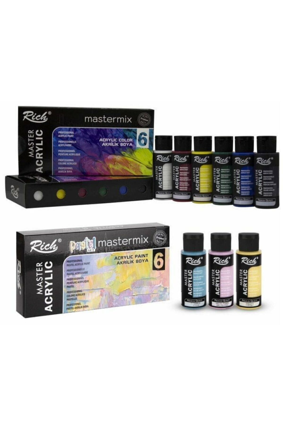 Rich Mastermix Akrilik Boya 6 Canlı + 6 Pastel Renk 12x60 Cc.