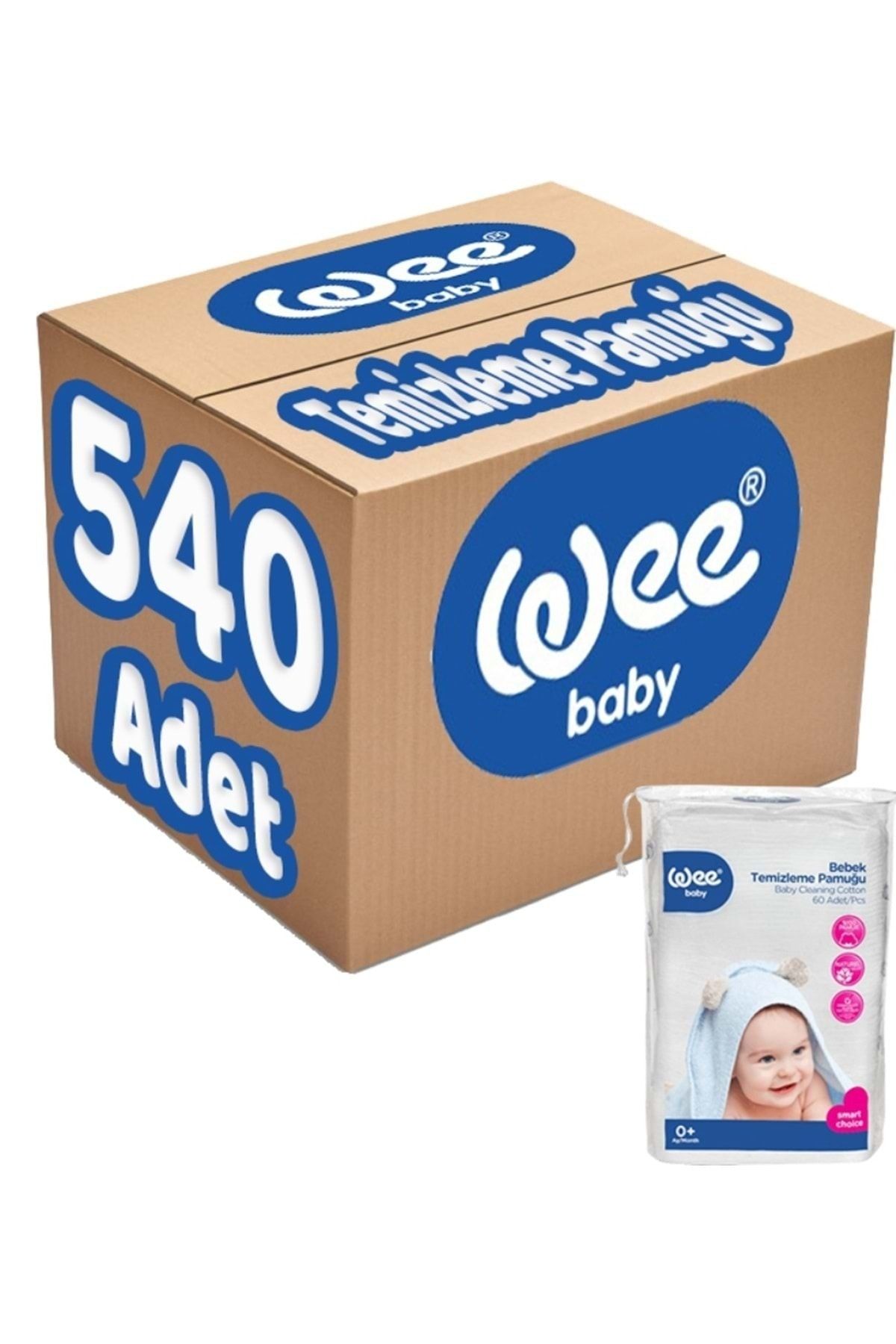Wee Baby Bebek Temizleme Pamuğu 540 Adet (9pk*60)