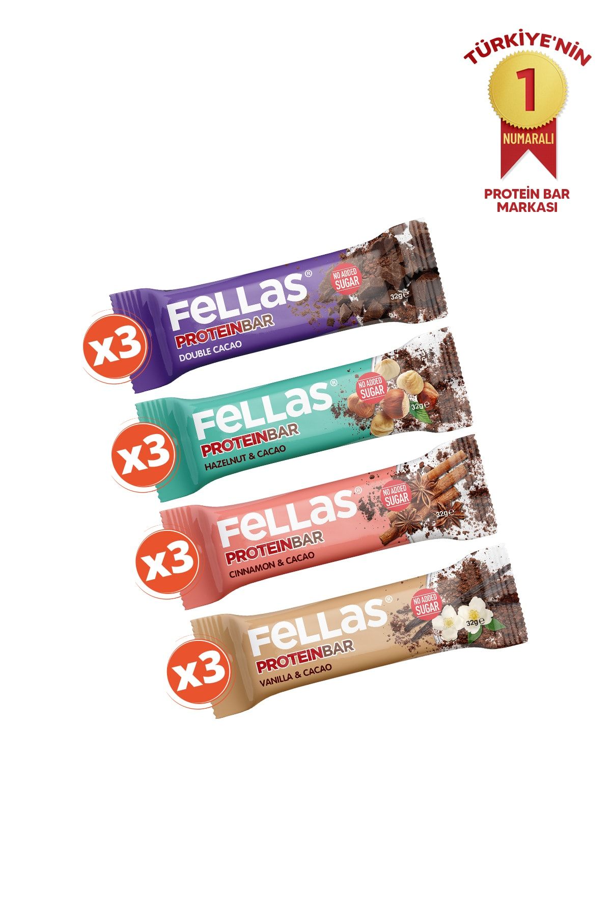 Fellas Protein Bar 32g Karma Kutu 12 Adet (4 Çeşit)