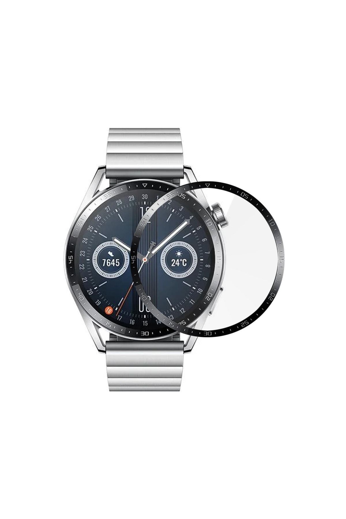 Microsonic Huawei Watch Gt3 46mm Tam Kaplayan Temperli Cam Full Ekran Koruyucu Siyah