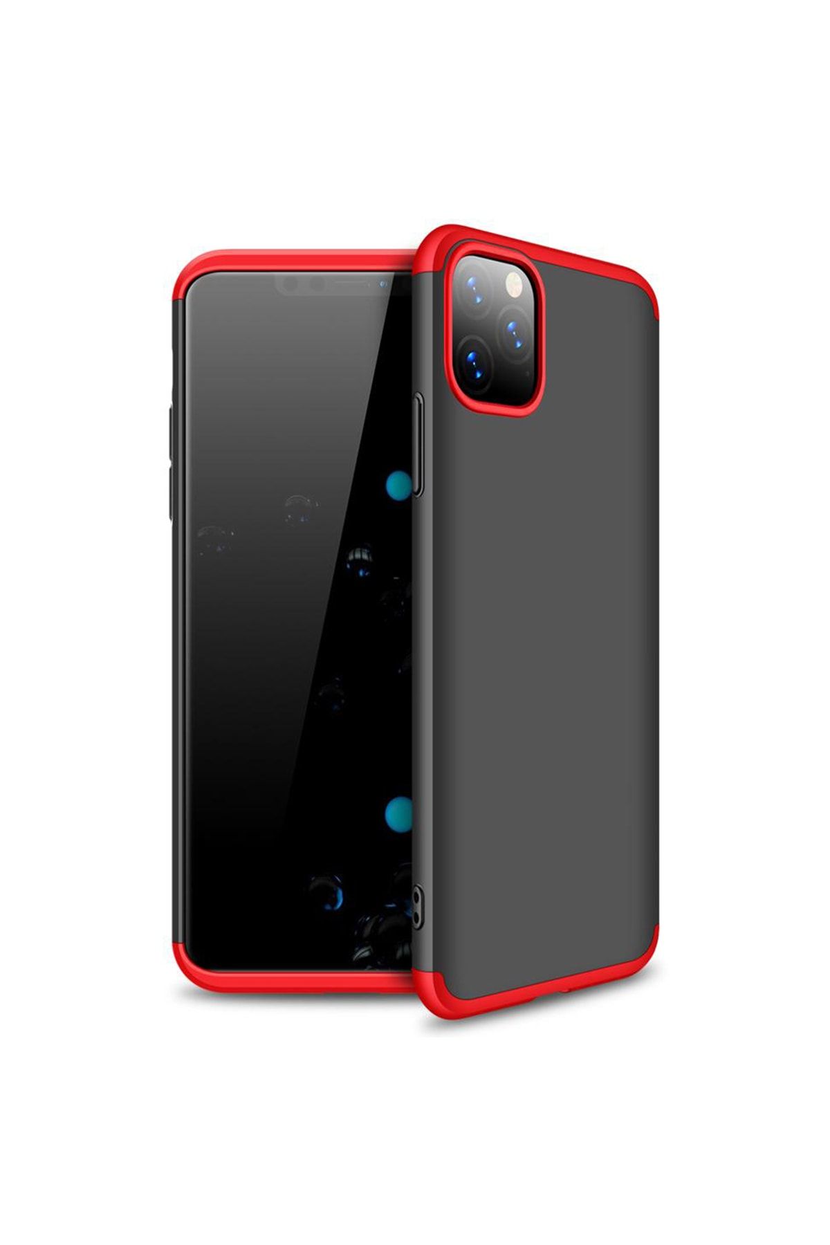 Microsonic Iphone 11 Pro Max (6.5'') Kılıf Double Dip 360 Protective Siyah Kırmızı