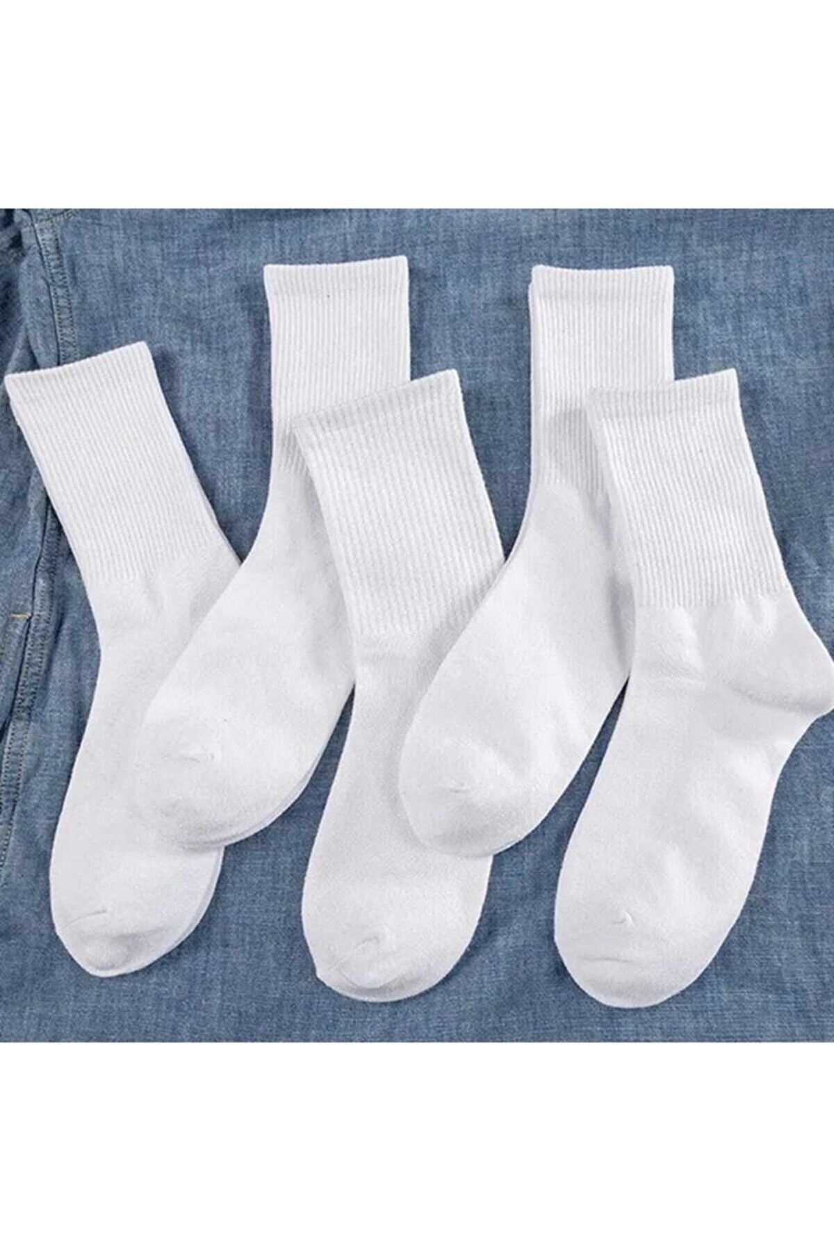 Önder 3 Çift Unisex Düz Beyaz Spor Çorap Erkek Ve Kadın Için Sporcu Çorabı Kolej Çorap