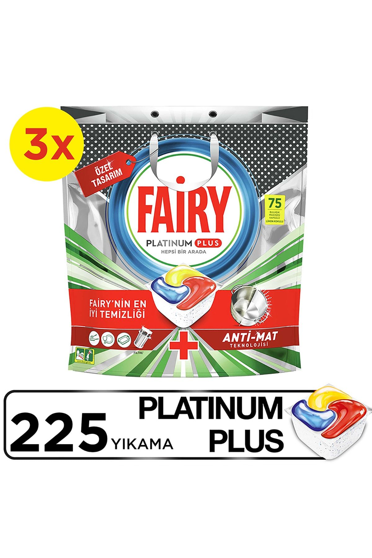 Fairy Platinum Plus 225 Yıkama Bulaşık Makinesi Tableti / Kapsülü Özel
