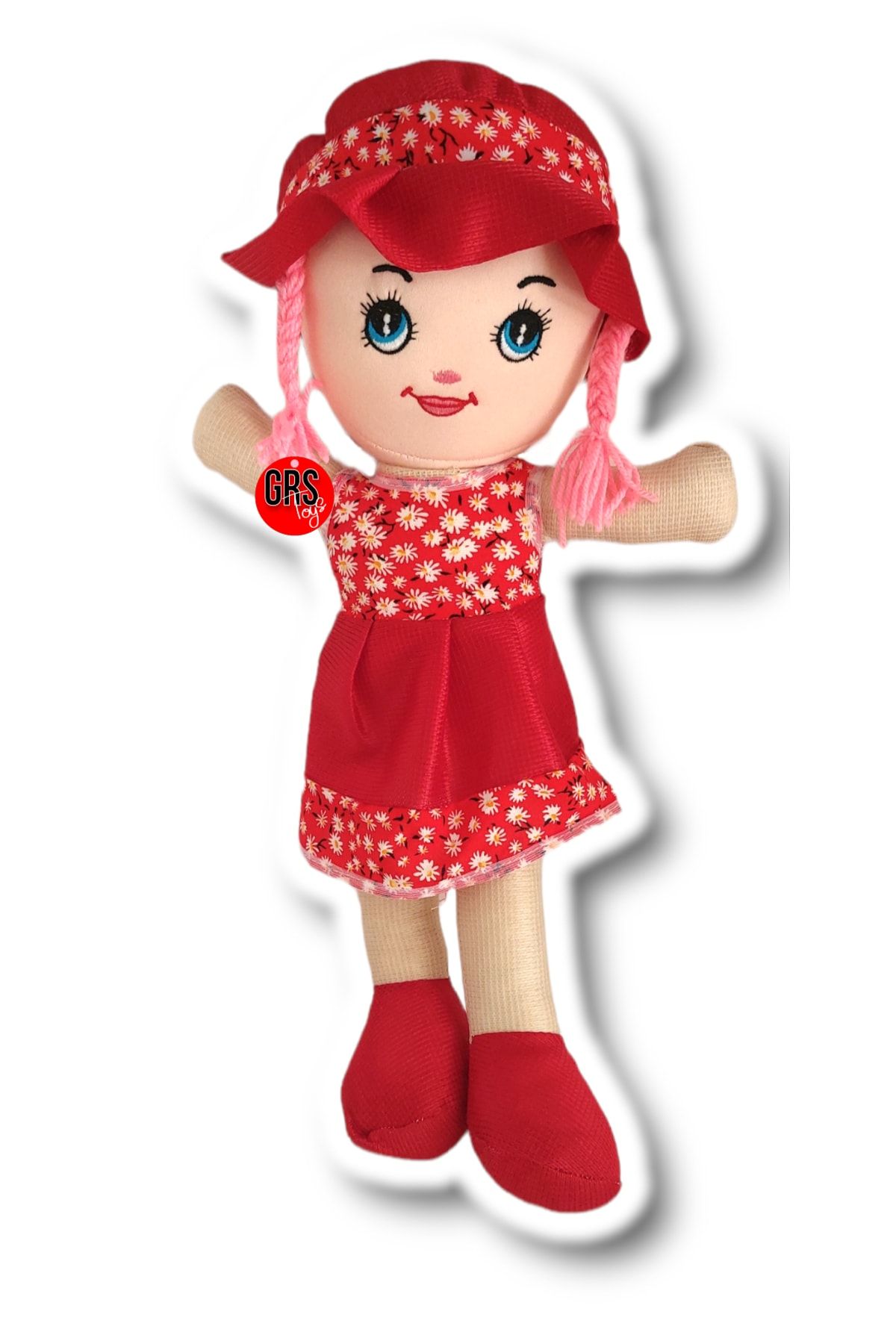 grs oyuncak Bez Bebek 50cm Kırmızı Elbiseli