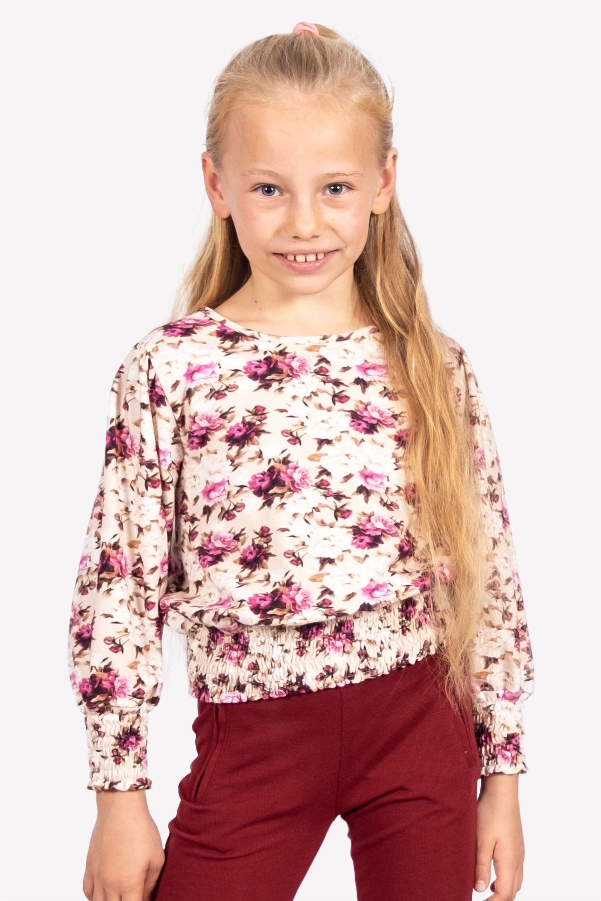 Ozmoz By Mukadder Özden Kız Çocuk Çiçek Desenli Uzun Kollu Bluz
