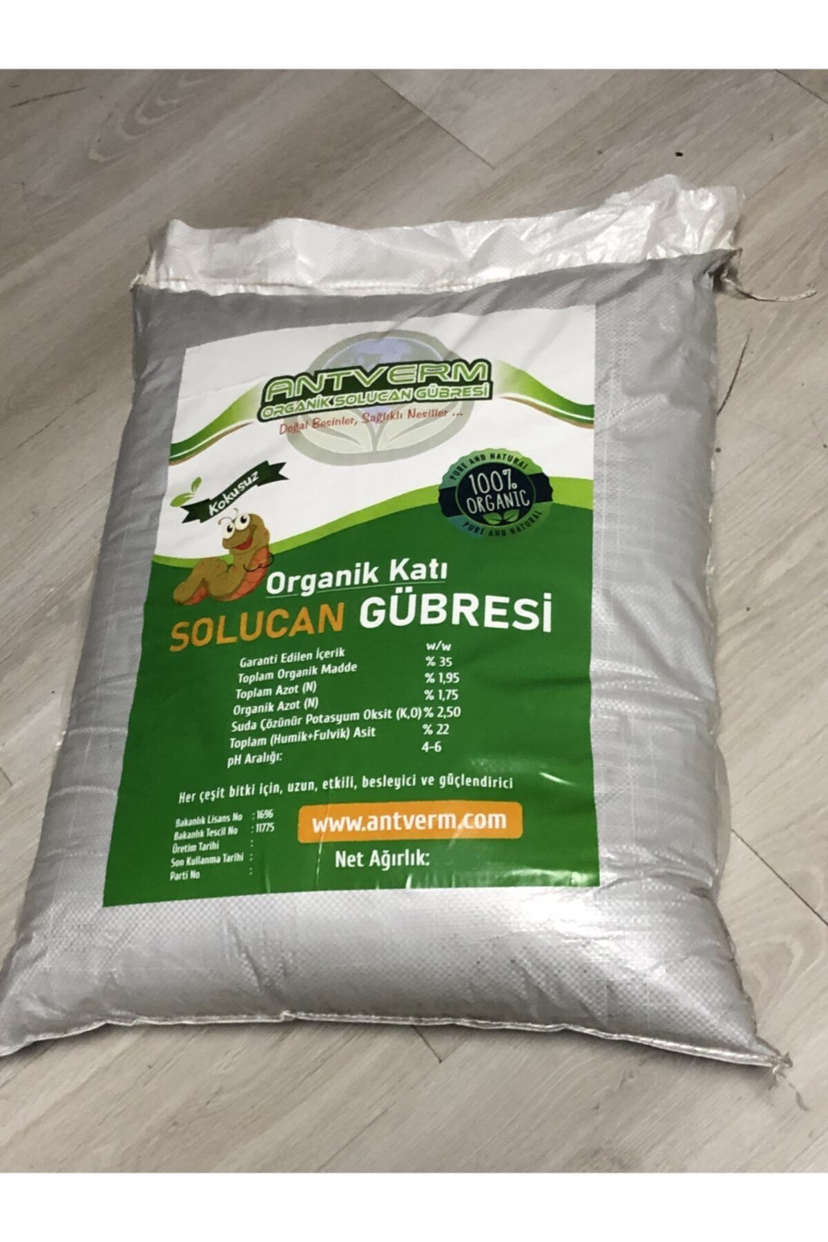 Antverm Kırmızı Amerikan Kaliforniya Solucanı Doğal Üretilen Ekolojik Gübre 15 Kilo
