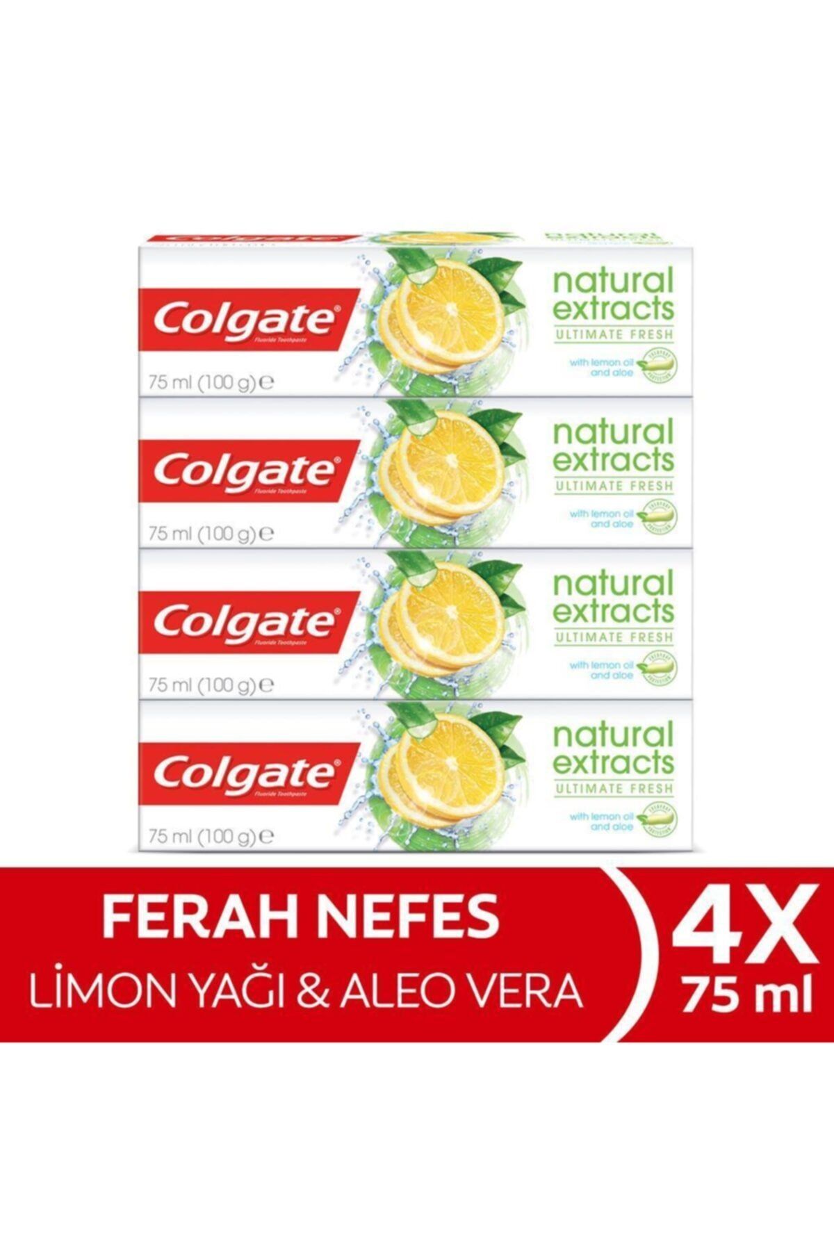 Colgate Natural Extracts Limon Yağı Maksimum Ferahlık Diş Macunu 4 X 75 Ml