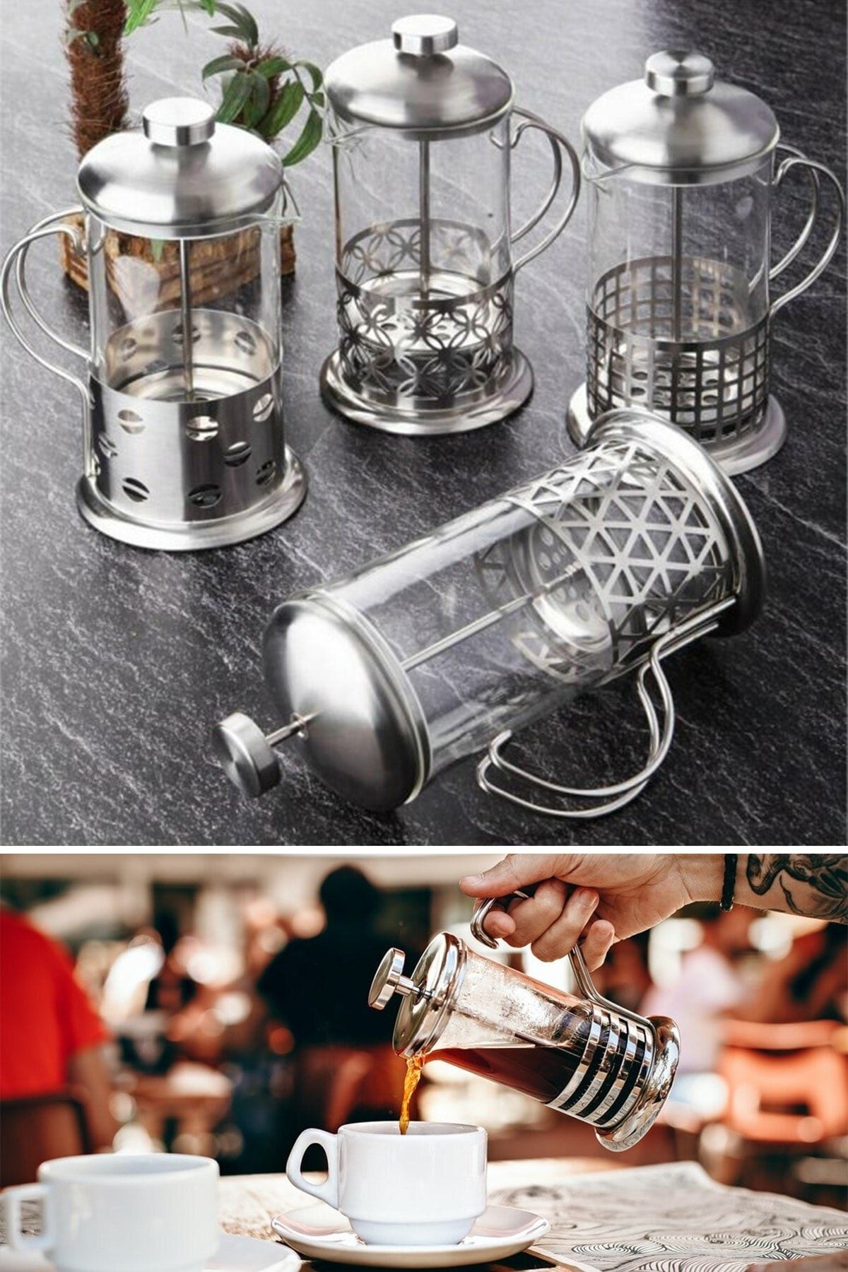 Hyd  Paslanmaz Çelik French Press Filtre Kahve Makinesi Presi Kupası