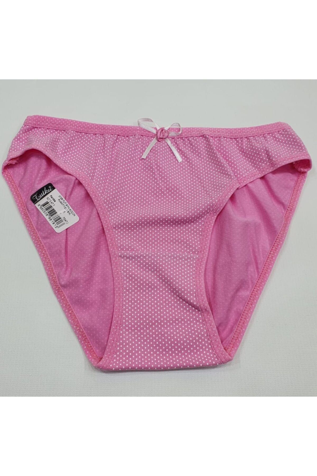 Tutku Kadın Pembe  Küçük Puantiyeli Bikini Standart Beden 3lü Paket Kf-puantiye-01