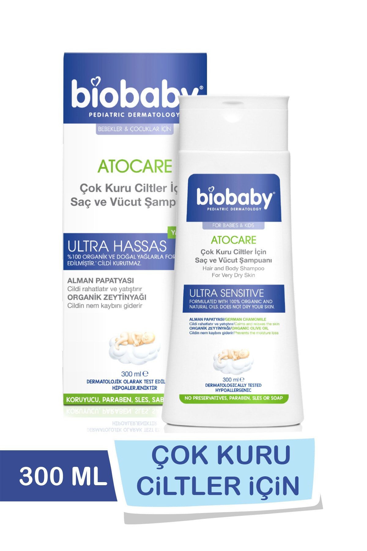 Biobaby Atocare Çok Kuru Ciltler Için Saç Ve Vucut Şampuanı 300 ml