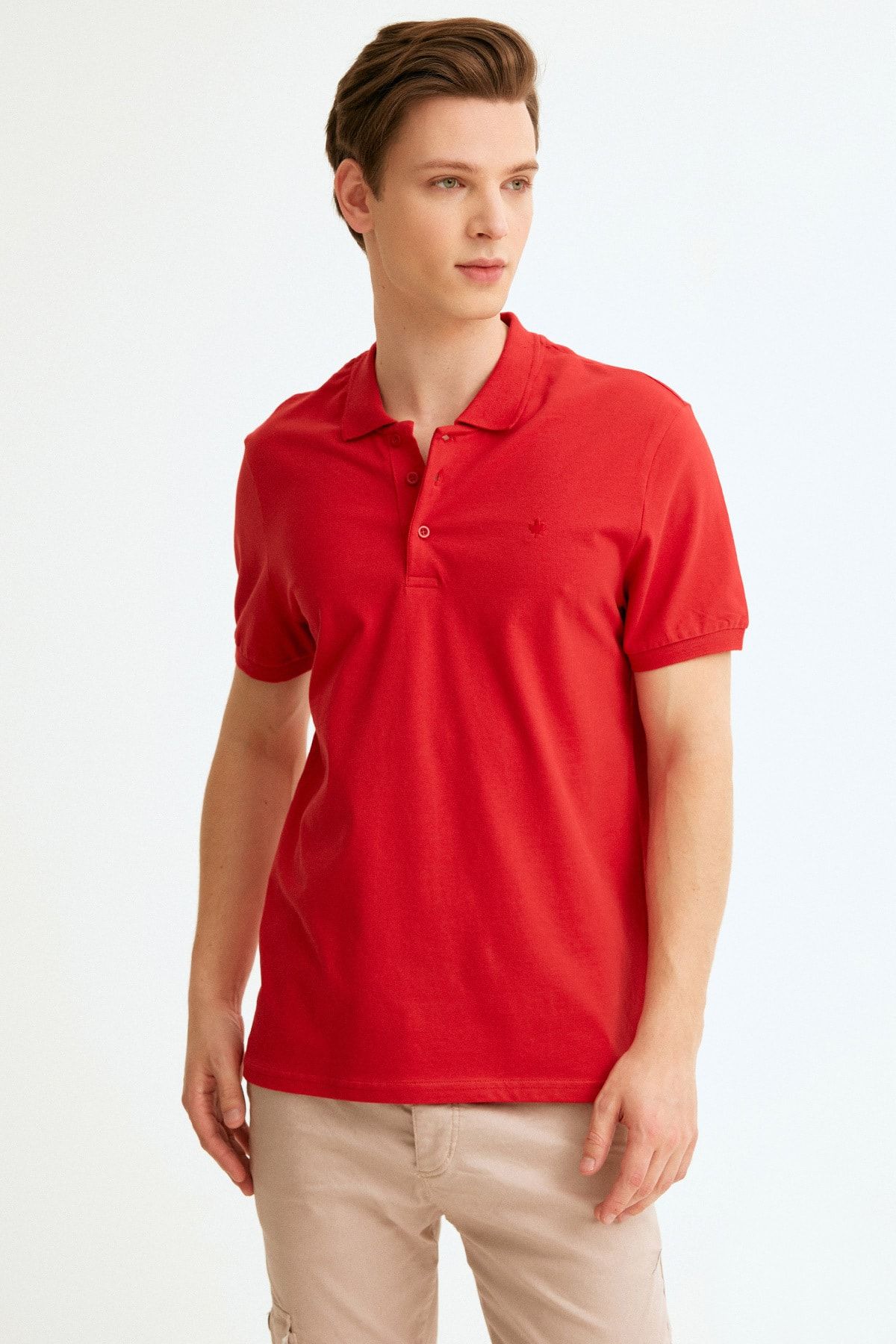 Fullamoda Erkek Kırmızı Basic Polo Yaka T-shirt