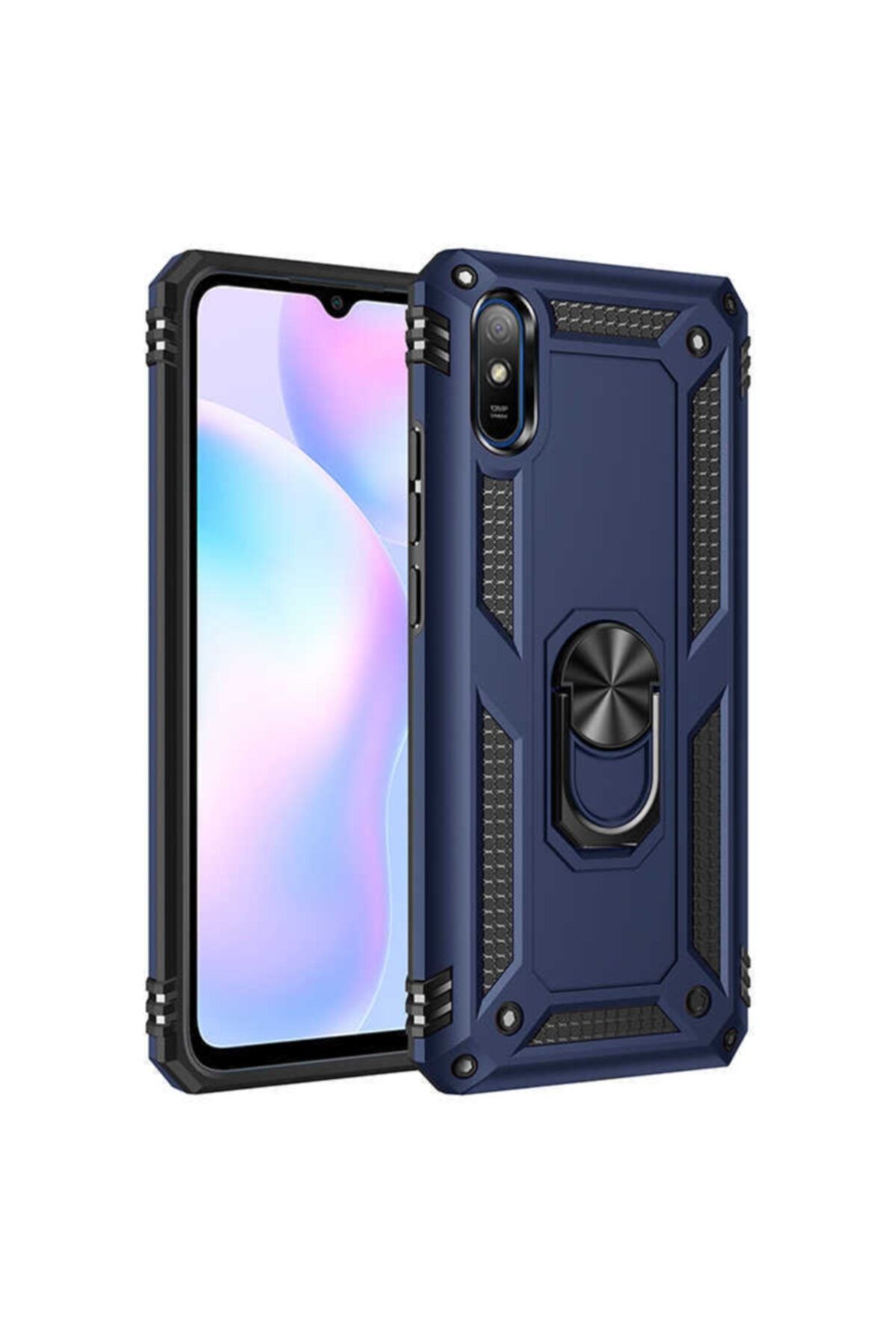 AŞKSESUAR Xiaomi Redmi 9a Vega Tank Zırhlı Yüzüklü Mıknatıslı Standlı Kapak