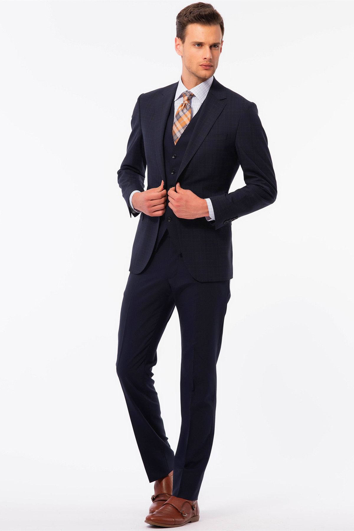 Dufy Parlament Ekose Erkek Takım Elbise - Regular Fit