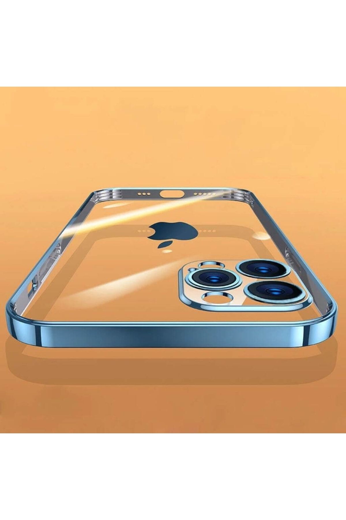 m.tk moveteck Iphone 12 Pro Max Kılıf Kamera Lens Koruma Kenarı Parlak Şeffaf Silikon