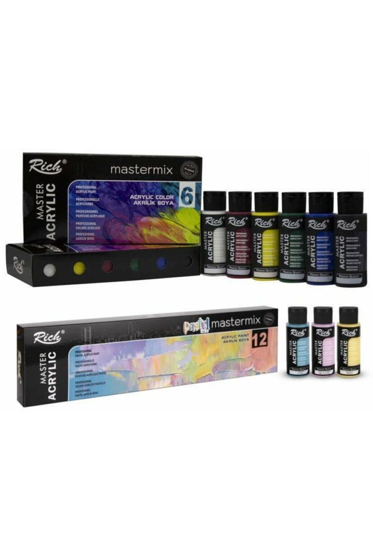 Rich Mastermix Akrilik Boya 6 Canlı + 12 Pastel Renk 18x60 Cc.