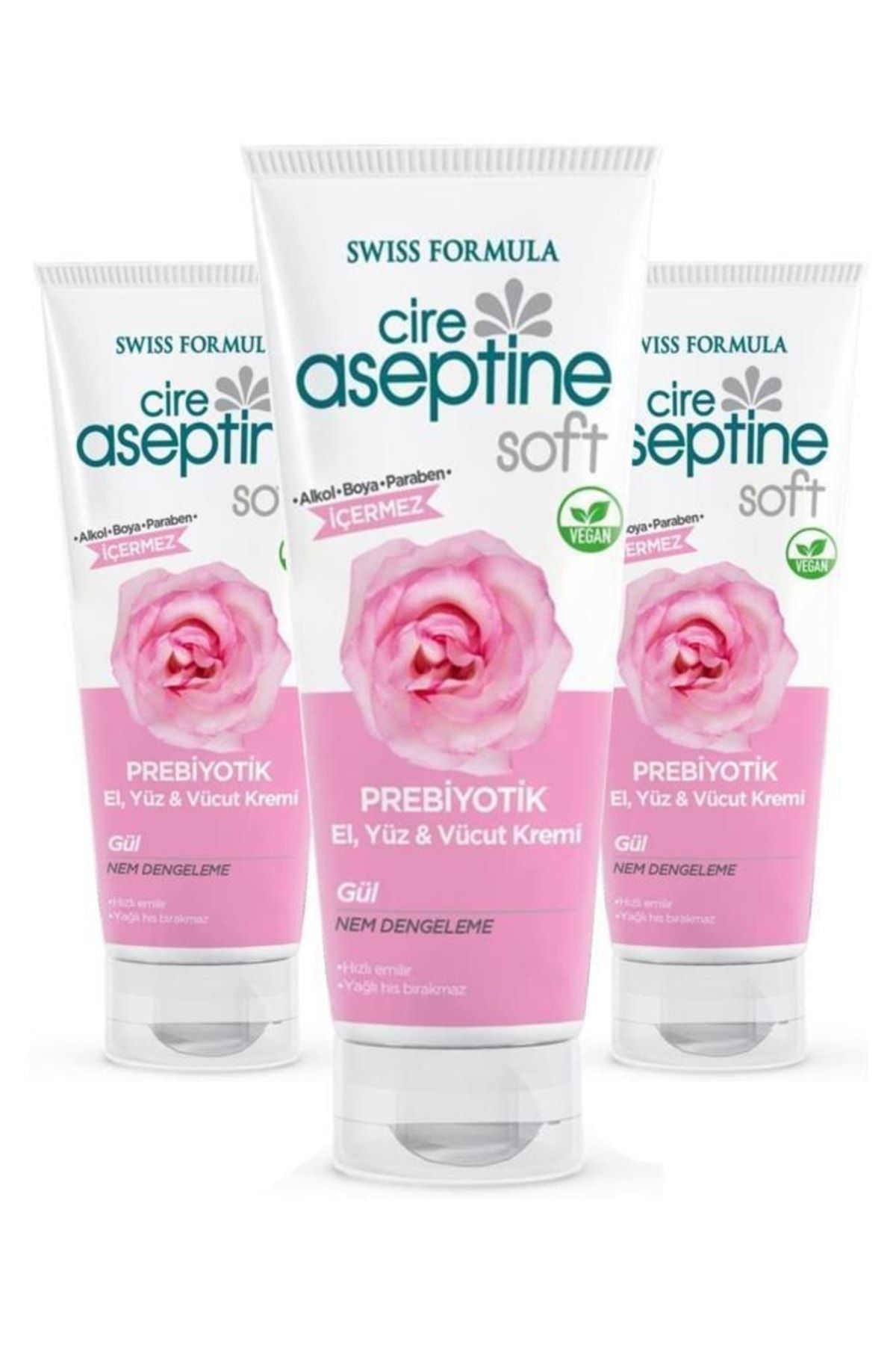Cire Aseptine Cire Aceptine Soft Prebiyotik El Yüz Vücut Kremi Gül 75 ml X3