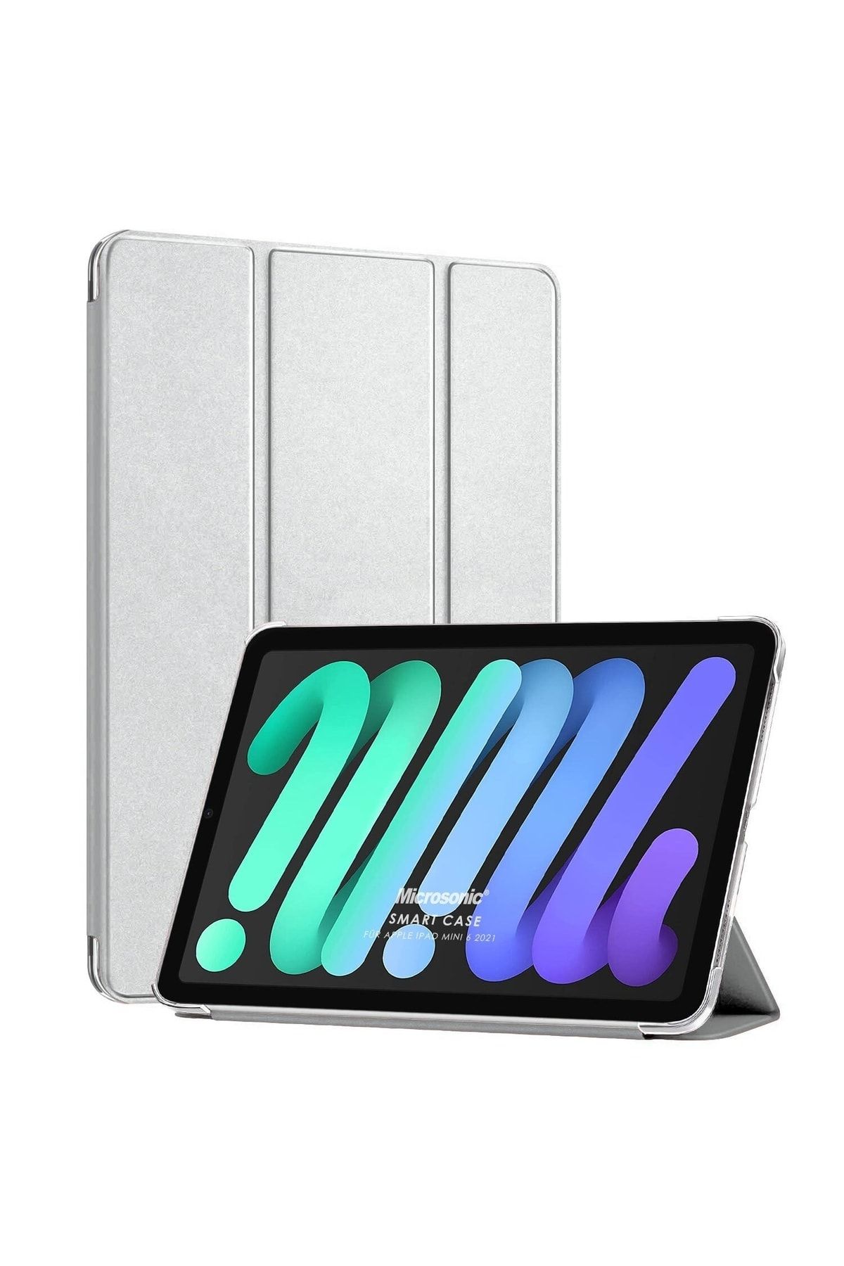 Microsonic Apple Ipad Mini 6 2021 (a2567-a2568-a2569) Smart Case Ve Arka Kılıf Gümüş