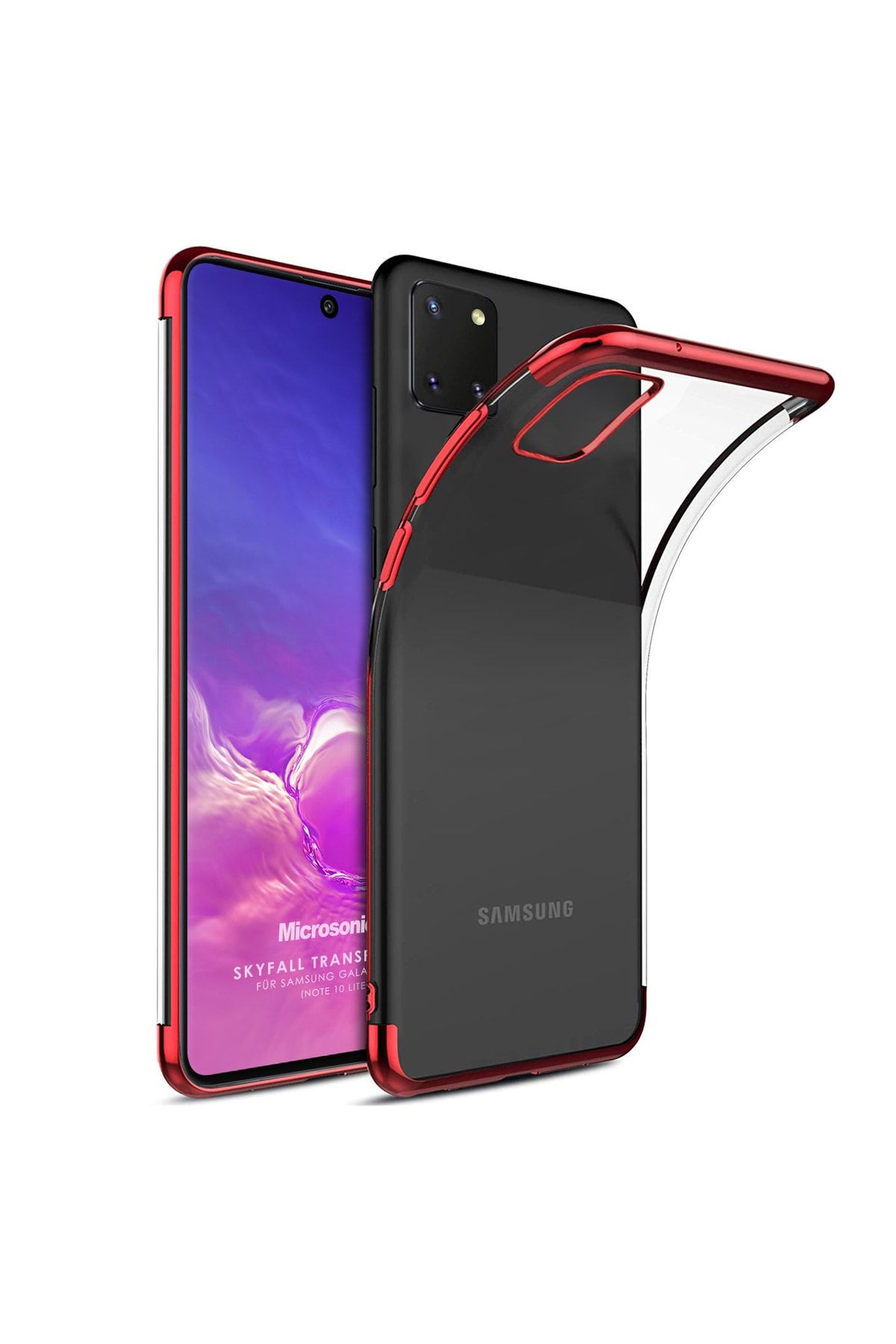 Microsonic Samsung Galaxy Note 10 Lite Kılıf Skyfall Transparent Clear Kırmızı