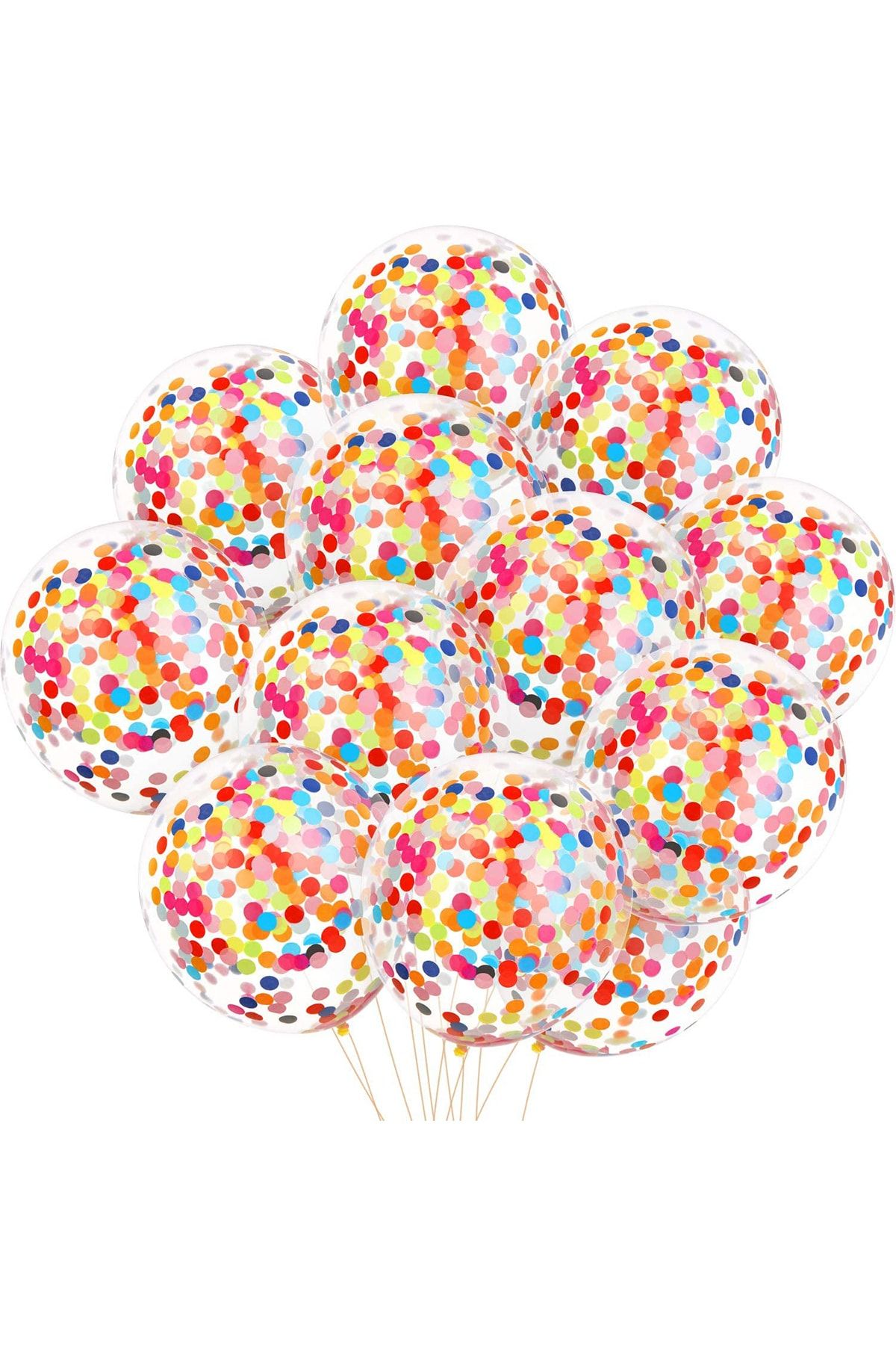 Parti Dolabı 10 Adet Rengarenk Konfetili Şeffaf Balon + Balon Içi Pul Konfetisi Set