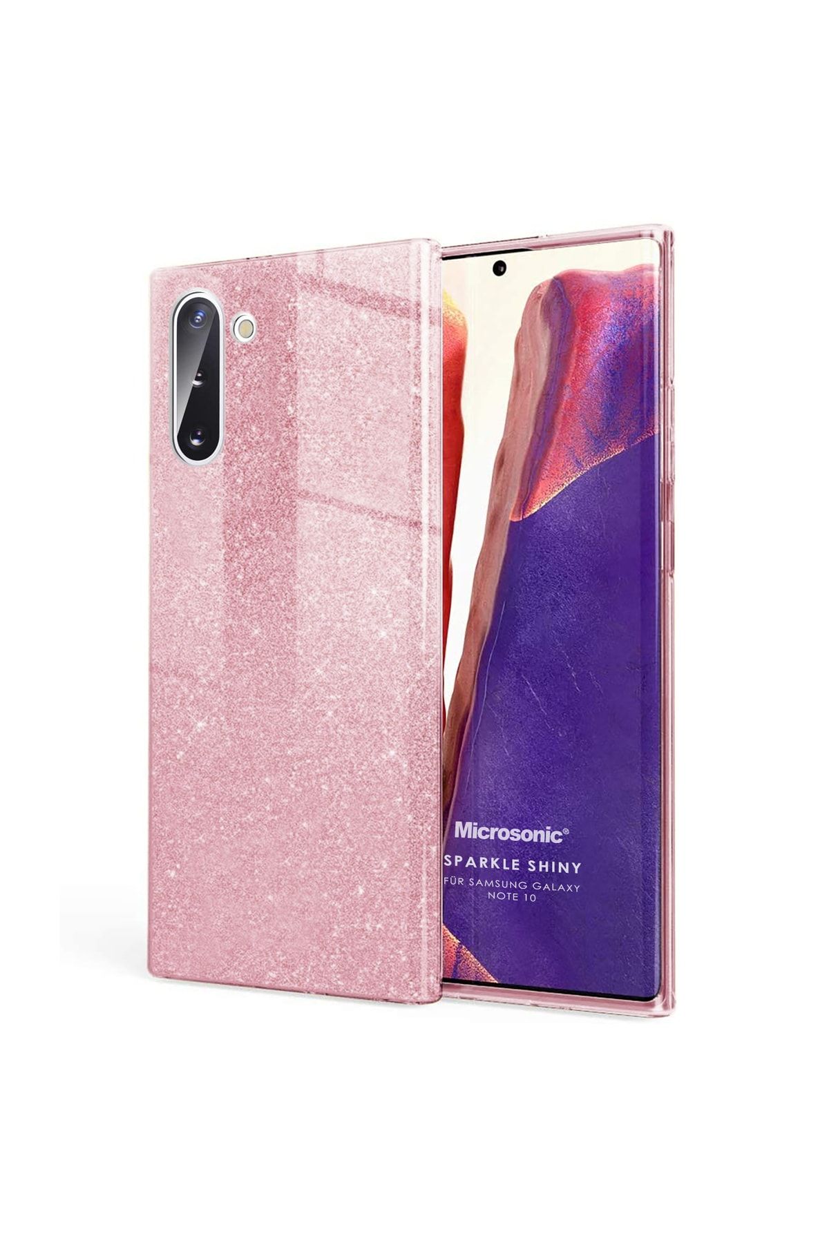Microsonic Galaxy Note 10 Uyumlu Kılıf Sparkle Shiny Rose Gold