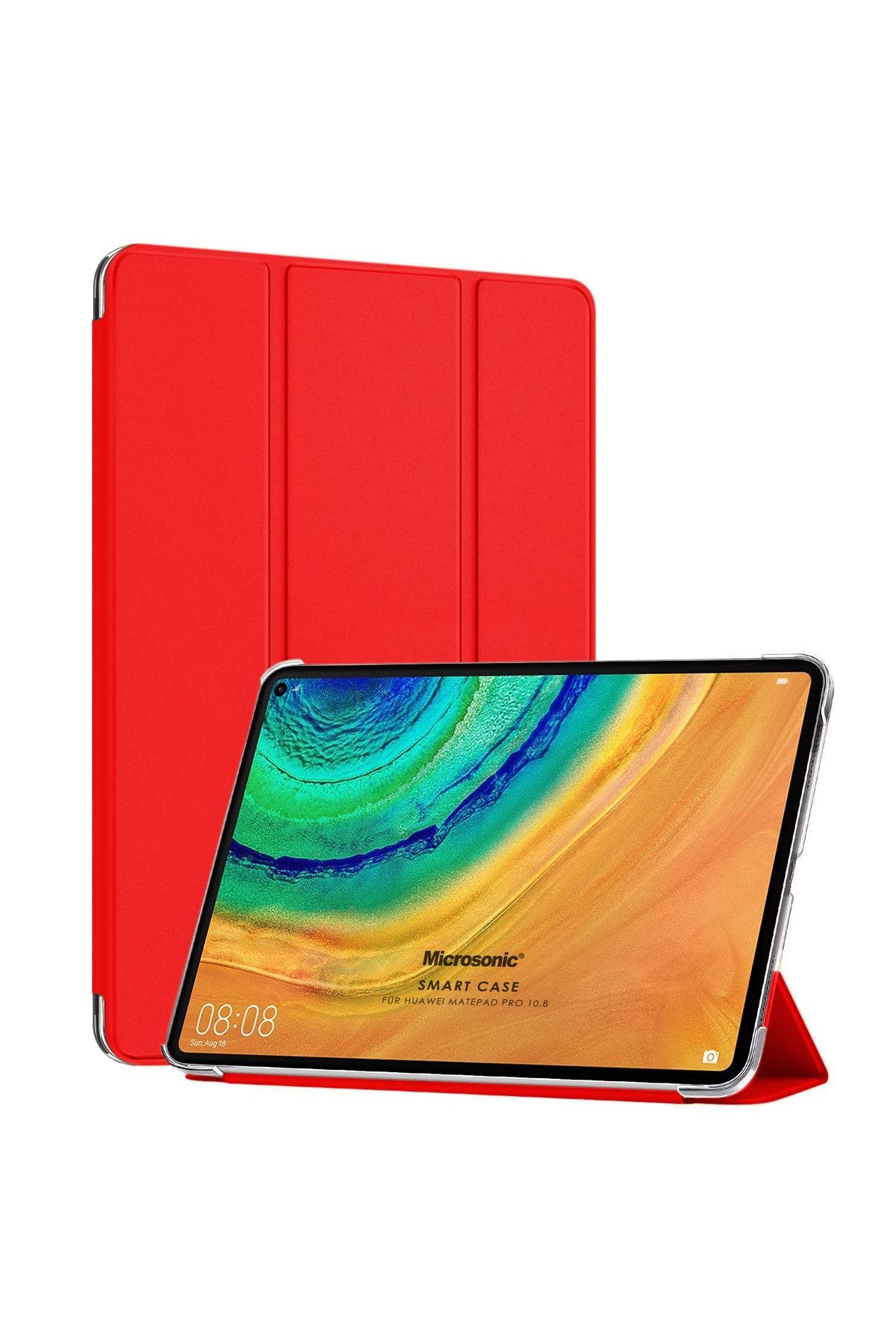 Microsonic Huawei Matepad Pro 10.8'' Uyumlu Kılıf Slim Translucent Back Smart Cover Kırmızı
