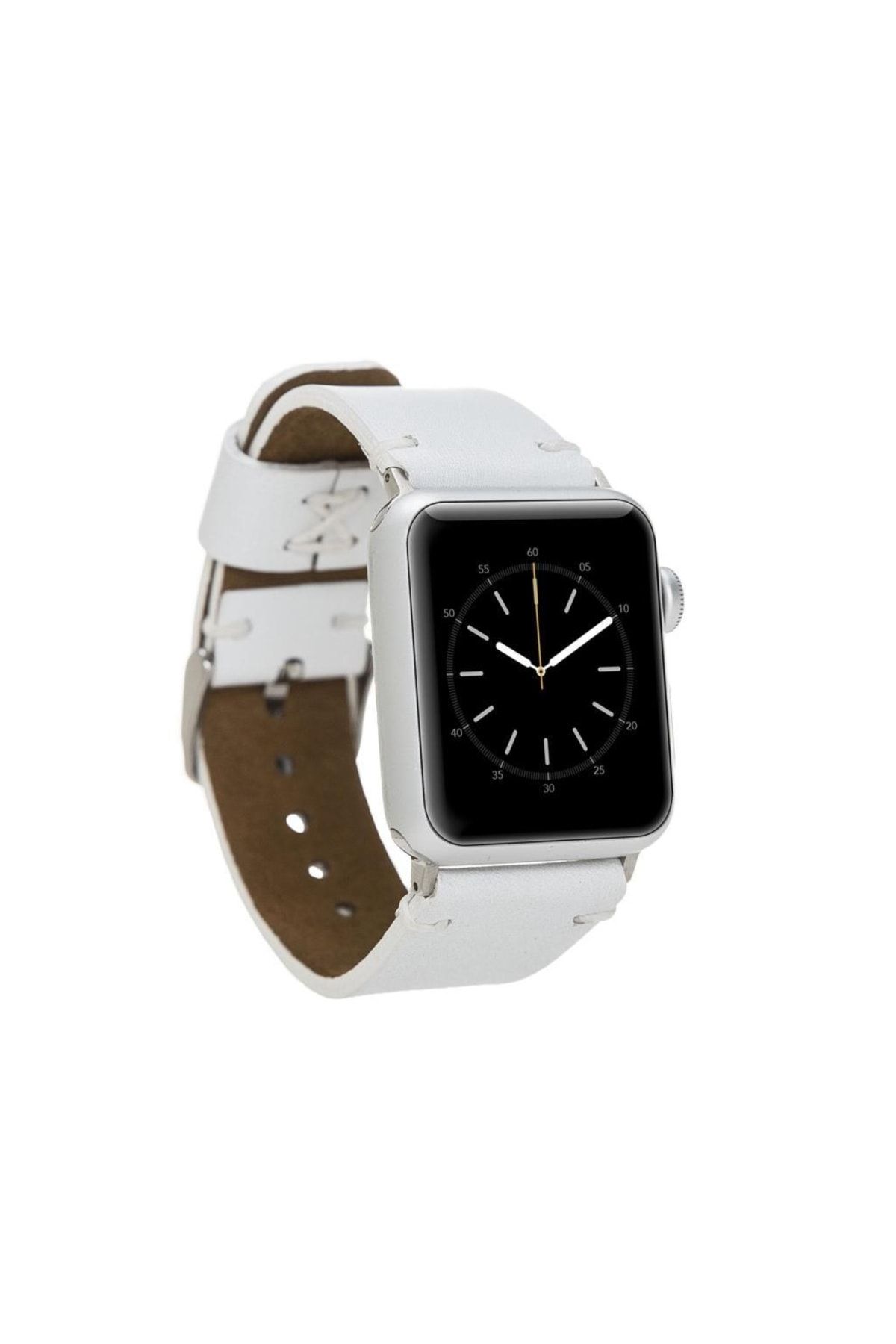 Plm Apple Watch Uyumlu Deri Kordon 42-44-45mm Orfe F3 Beyaz