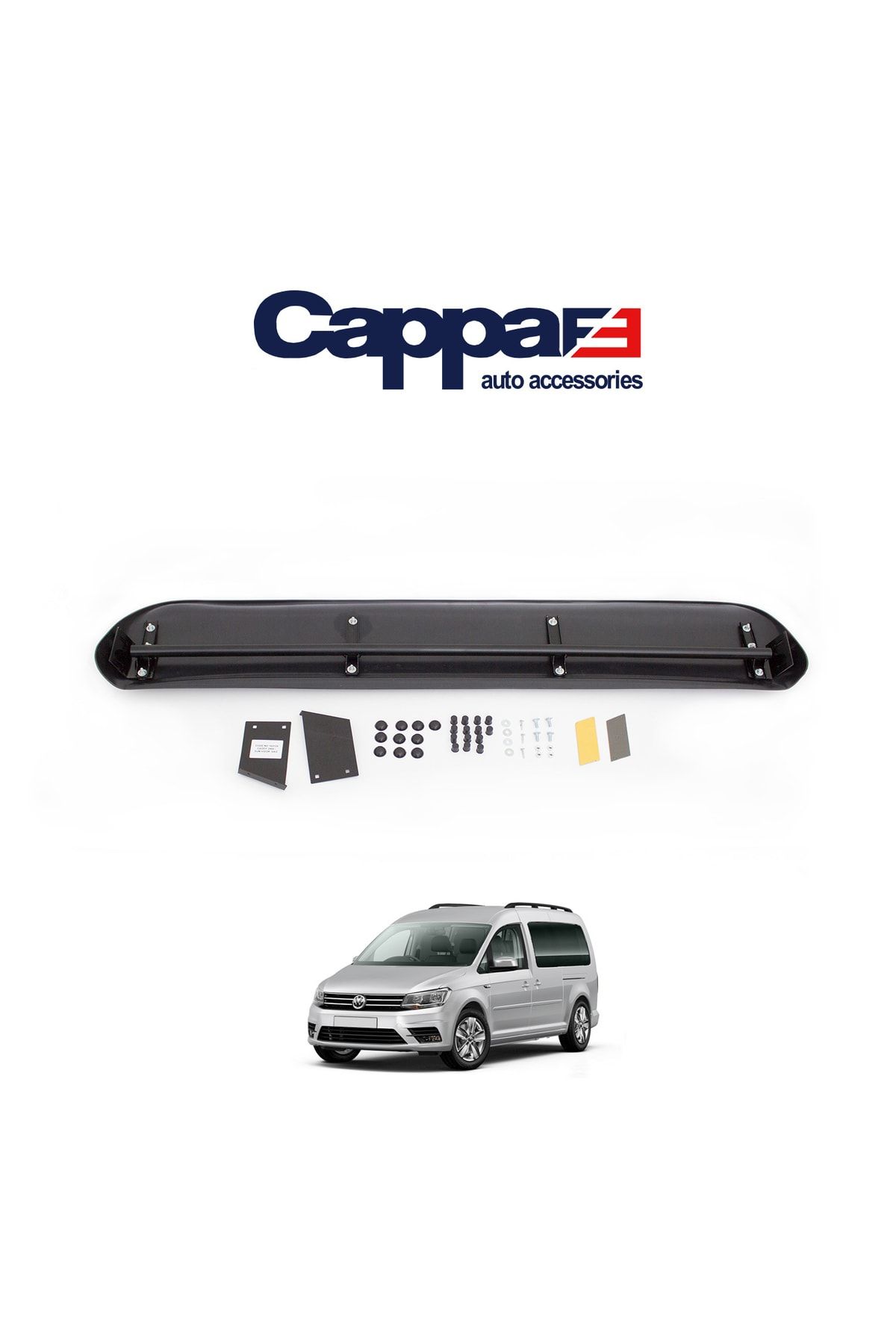 Cappafe Volkswagen Caddy Ön Cam Güneşliği Siperlik Akrilik Vizör Şapka Terek Piano Black 2015-2020