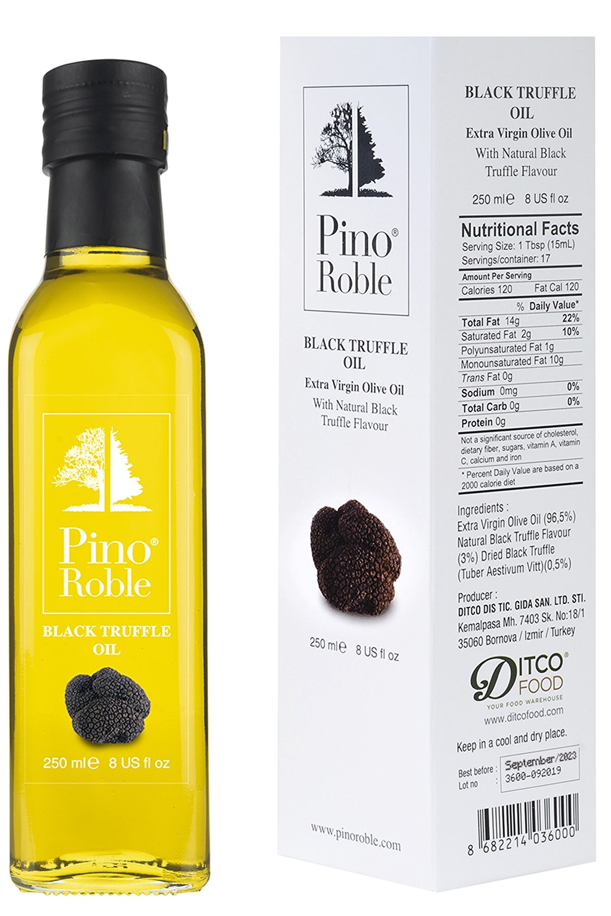 PinoRoble Black Truffle Siyah Trüf Mantarı Parçalı Ve Yağlı Soğuk Sıkım Gurme Zeytinyağı 250ml