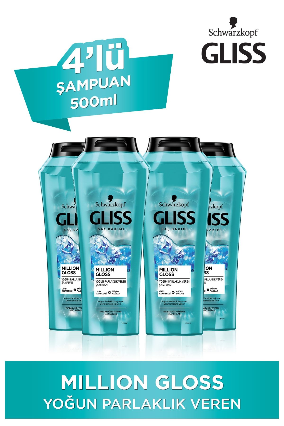 Gliss Million Gloss Yoğun Parlaklık Veren Şampuan 500 ML4'lü