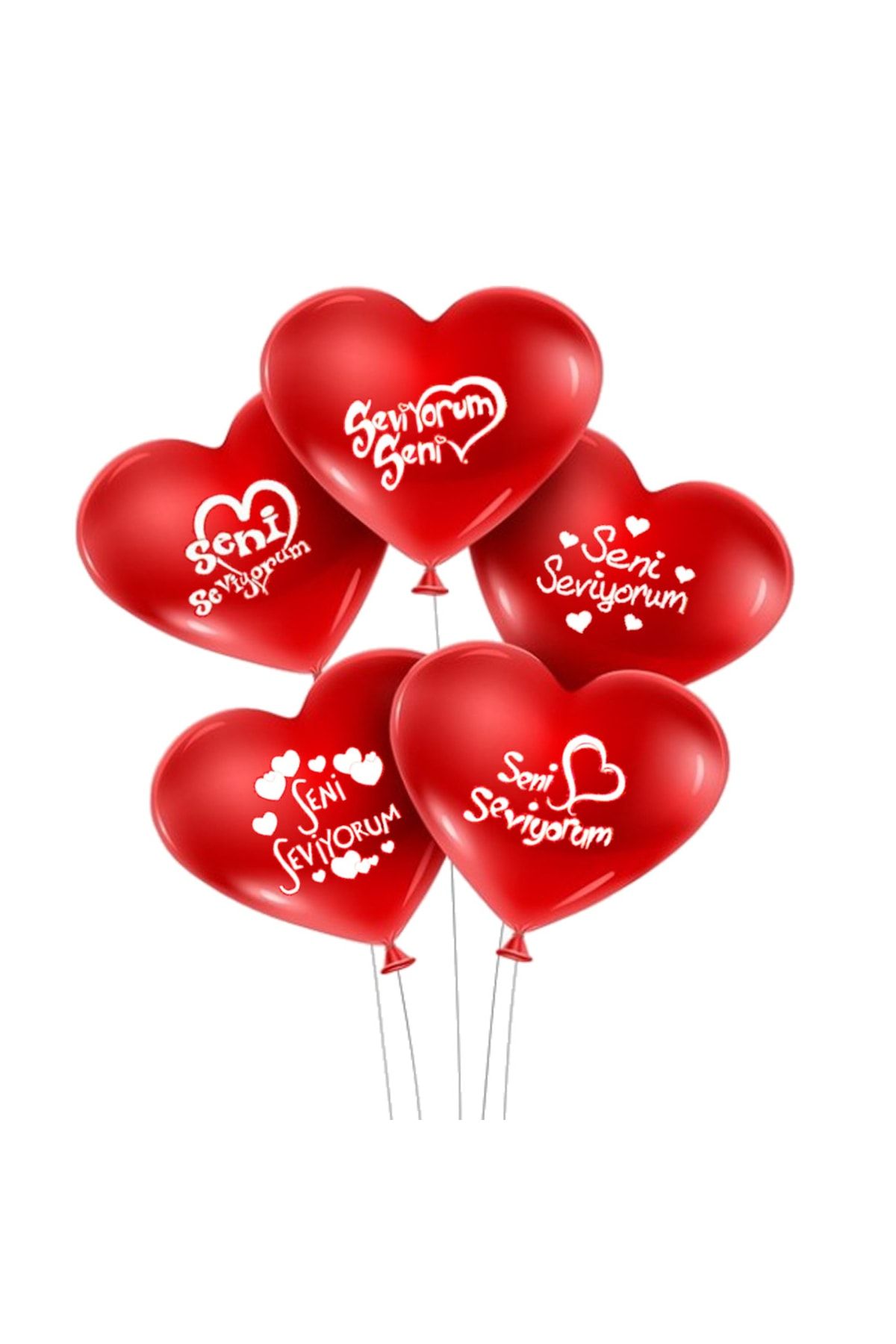 Genel Markalar Seni Seviyorum Yazılı 30 Lu Kalp Balon