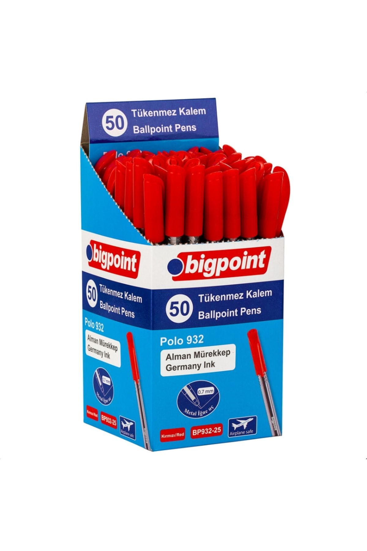 Bigpoint Tükenmez Kalem Polo 0.7mm 50'li Set Kırmızı