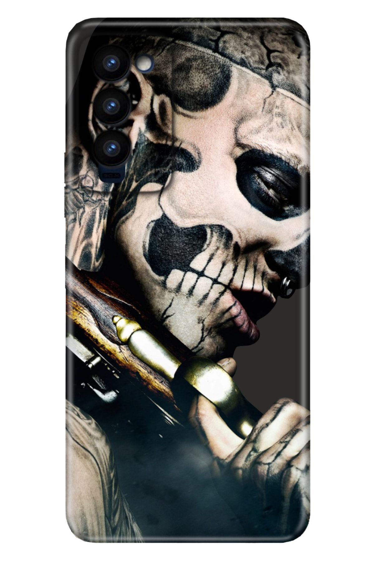 Tecno Camon 18 Kılıf Colored Resimli Silikon Skull Cowboy