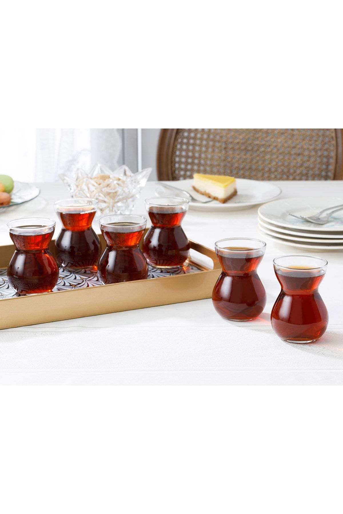 English Home Etnik Cam 6'lı Çay Bardağı 140 ml Şeffaf