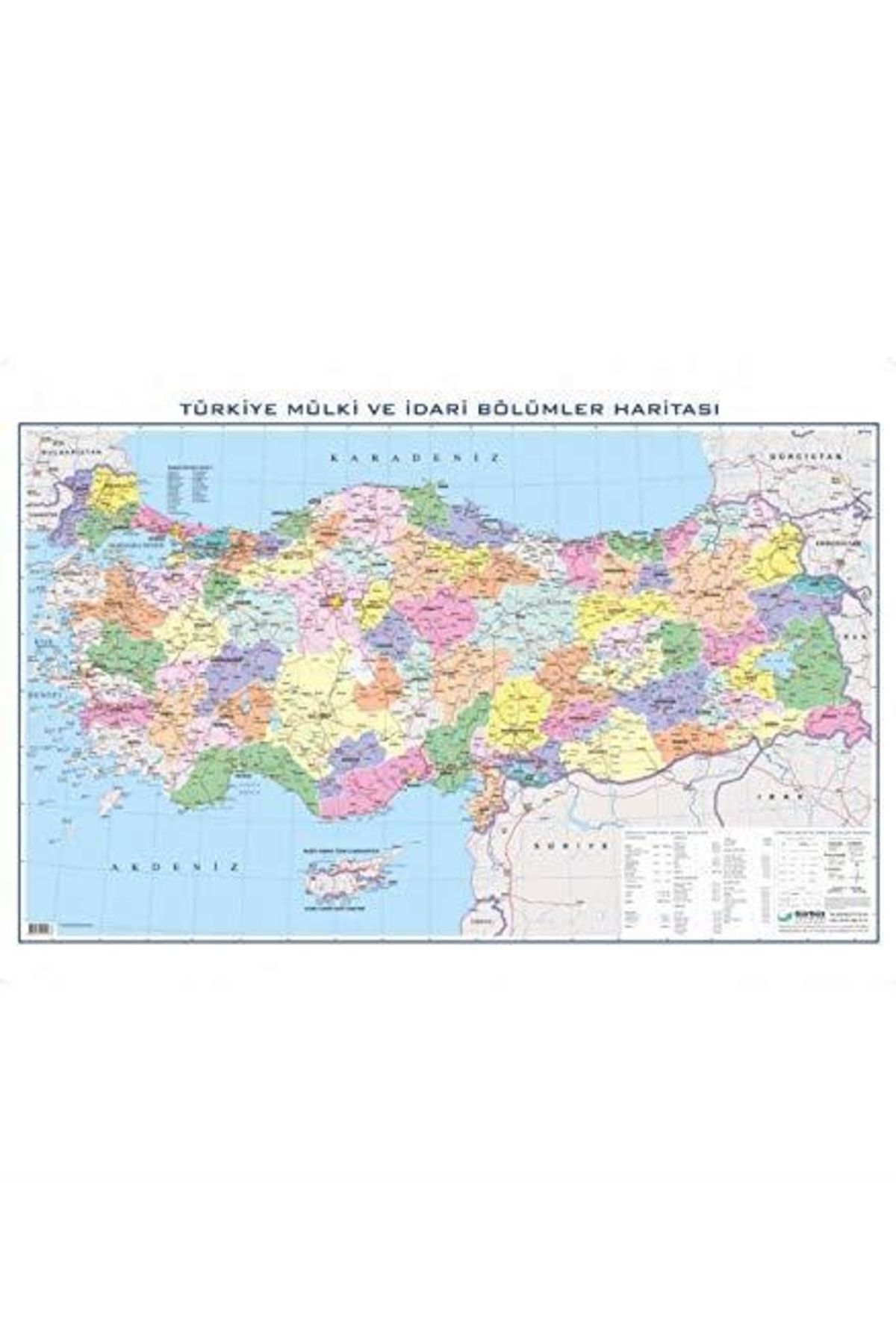 Gürbüz 21023 Türkiye Haritası Mülki Idari Siyasi 70 X 100